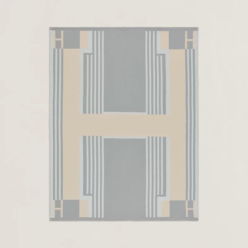Hermes Gris Perle Ithaque Blanket & Small Pillow