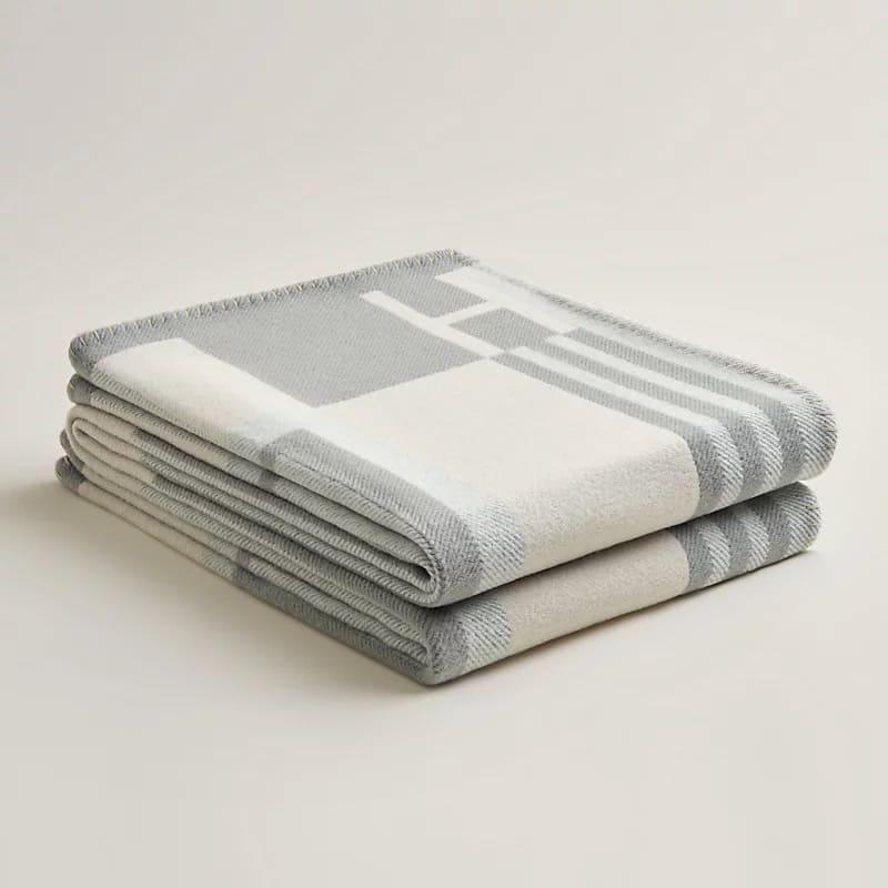 Hermes Gris Perle Ithaque Blanket & Small Pillow