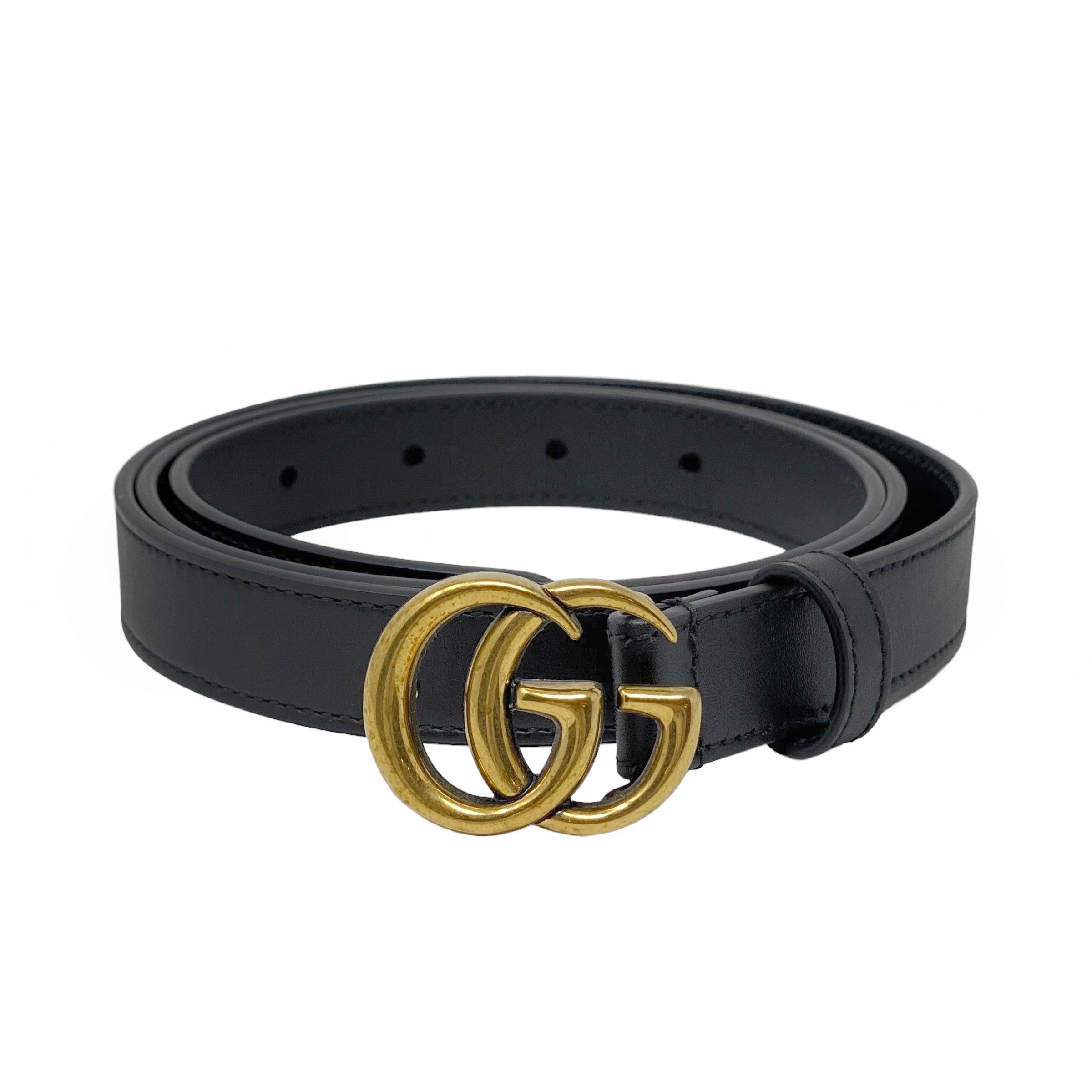 Gucci Black GG Marmont Thin Belt 0.8” 95/38