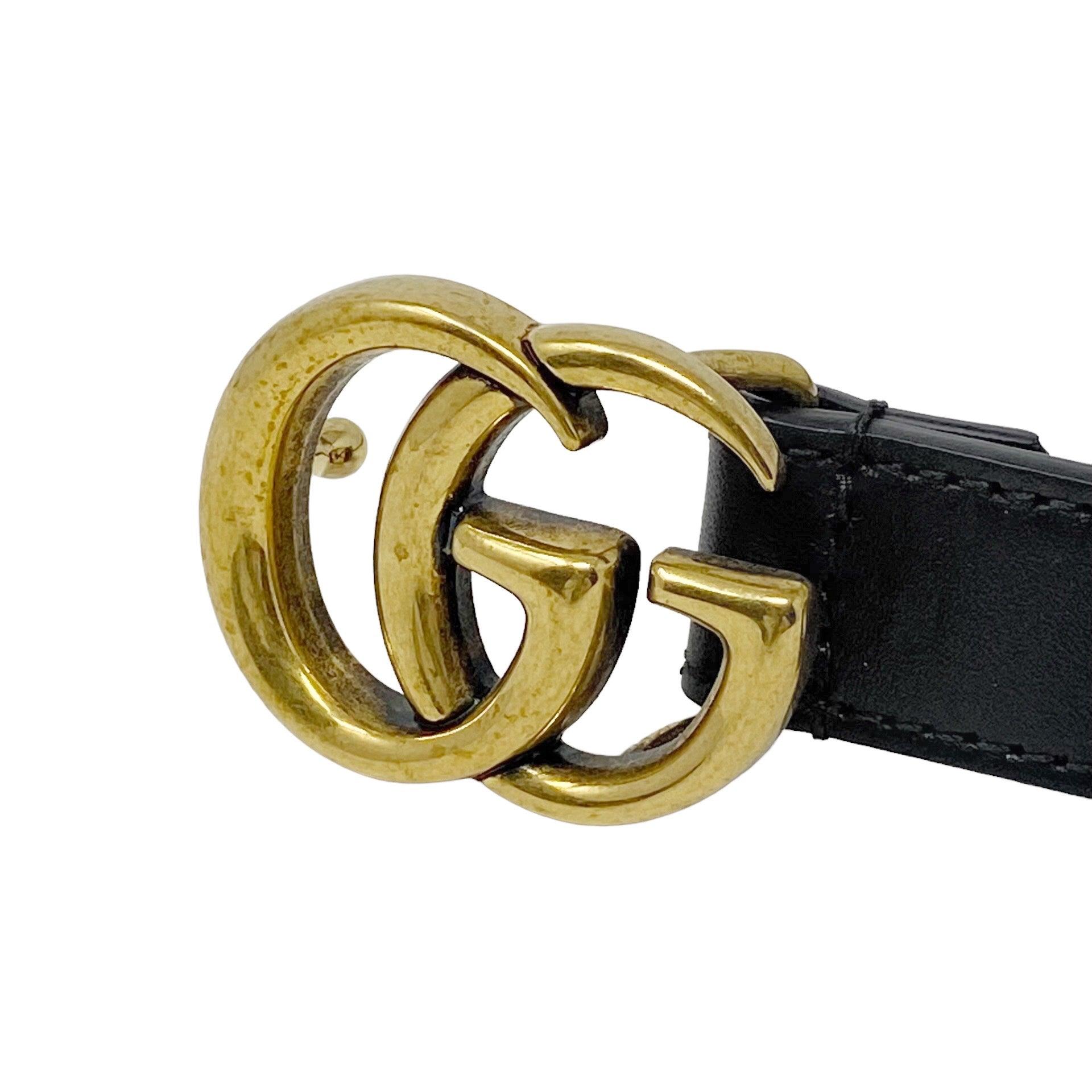 Gucci Black GG Marmont Thin Belt 0.8” 95/38