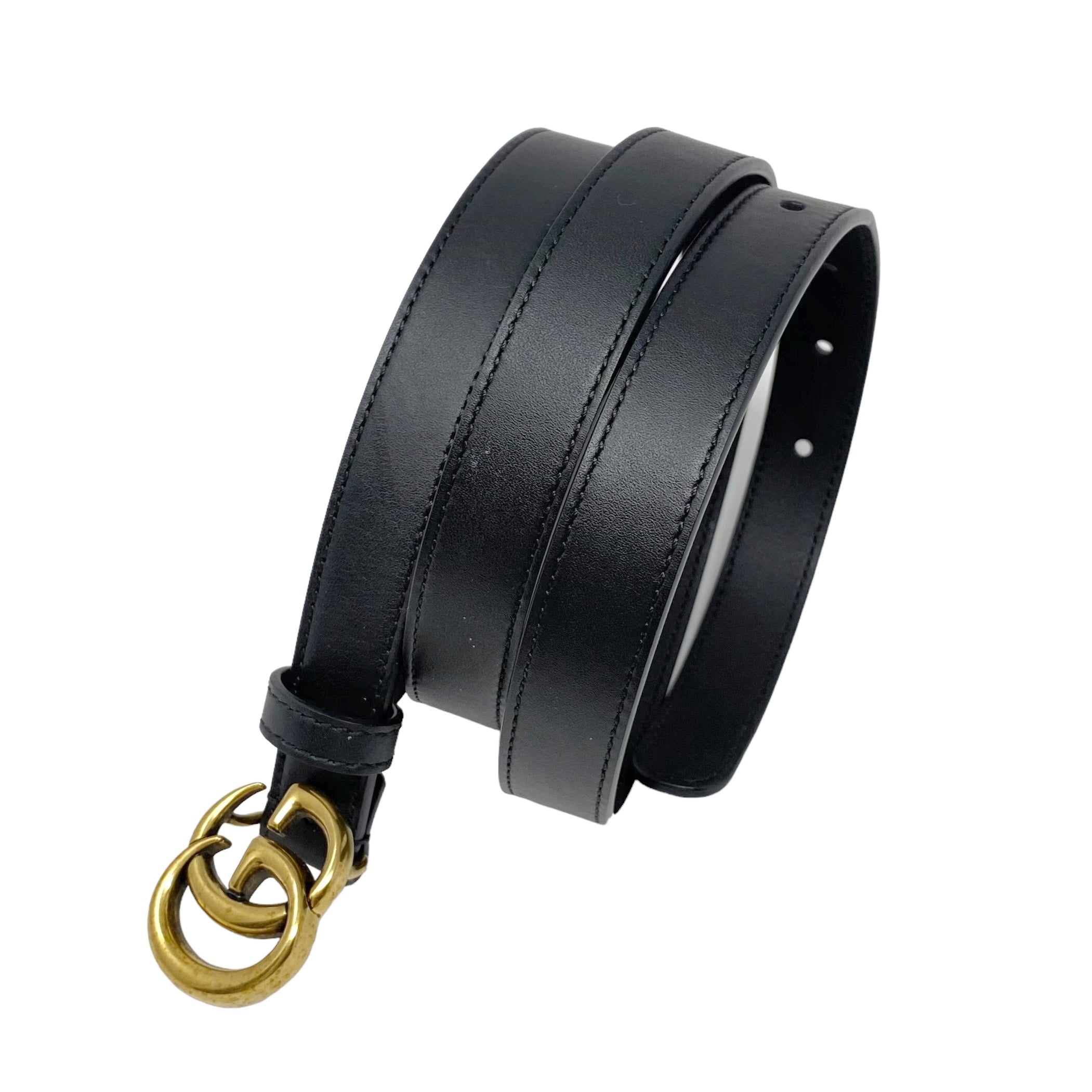 Gucci Black GG Marmont Thin Belt 0.8” 95/38