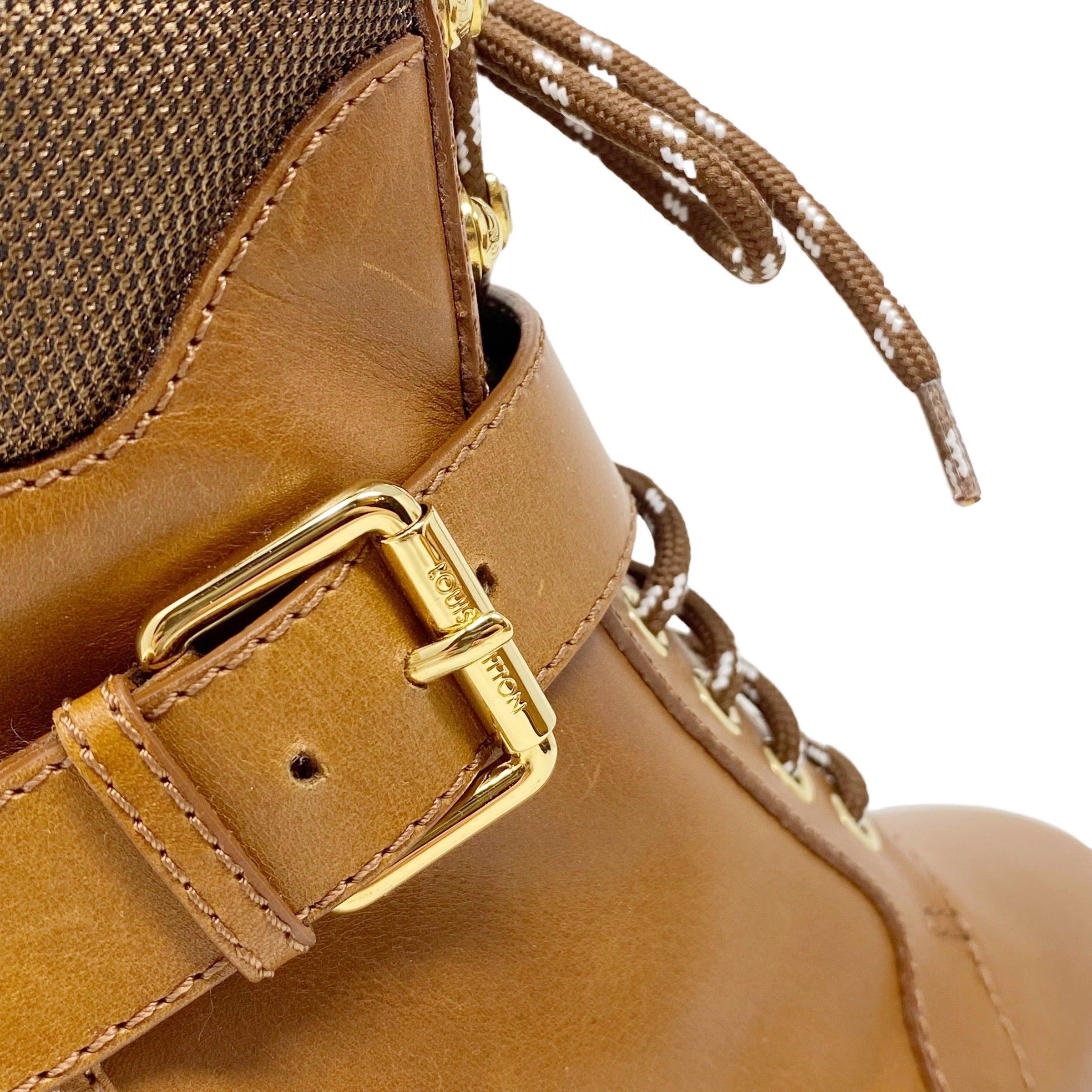 Louis Vuitton Cognac Monogram Ranger Combat Boots 38