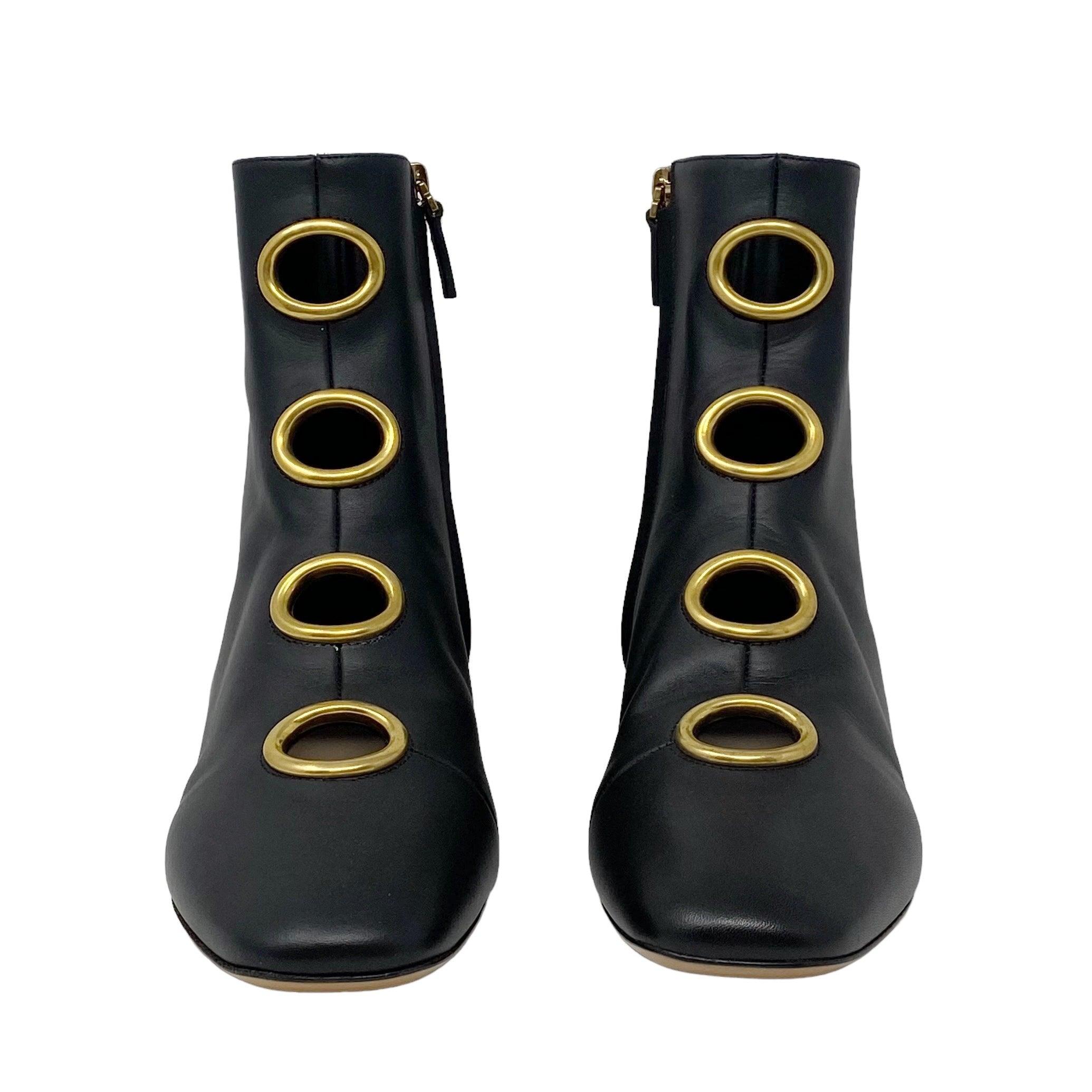 Valentino Black Eyelet Ankle Boots 38.5