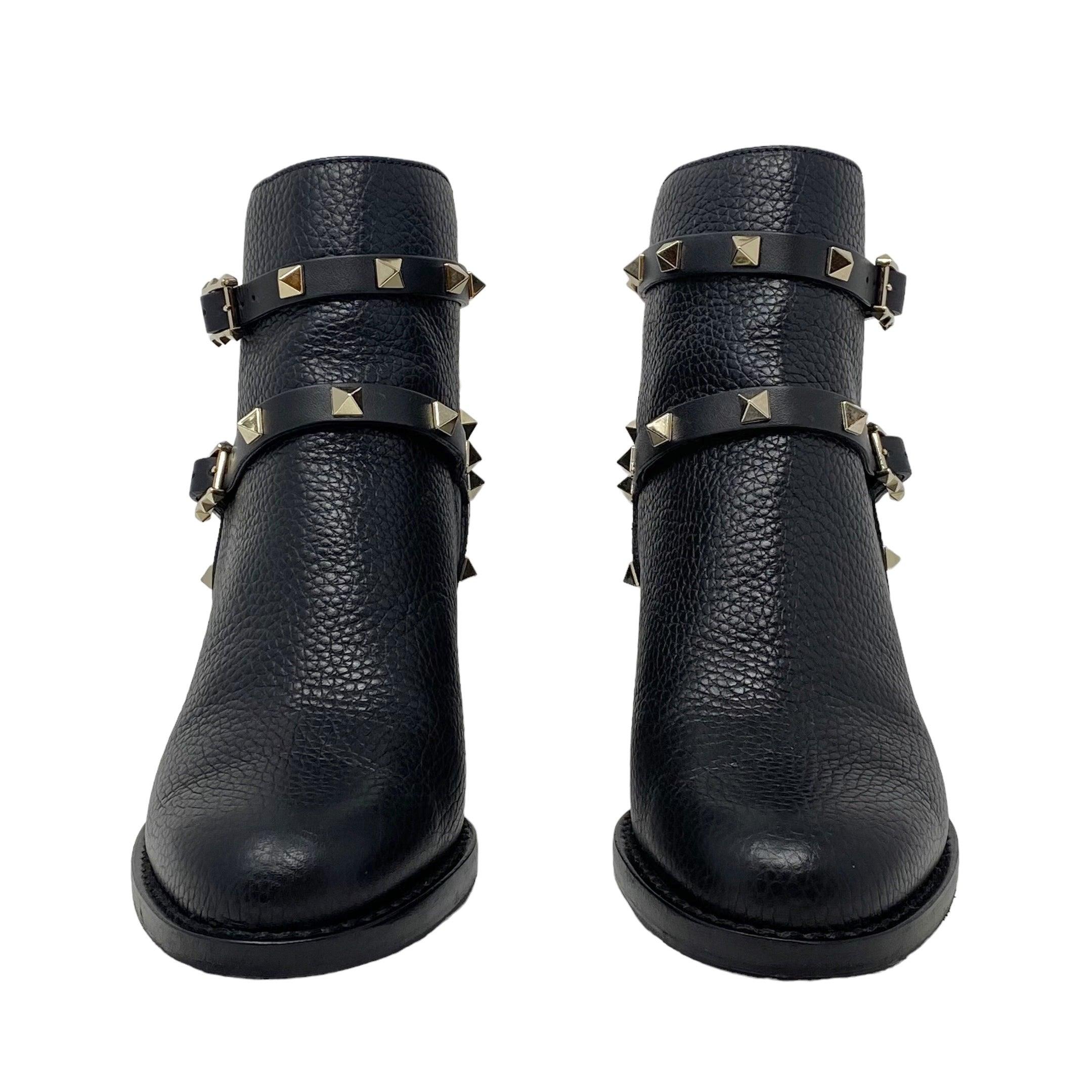 Valentino Black Rockstud Ankle Boots 35
