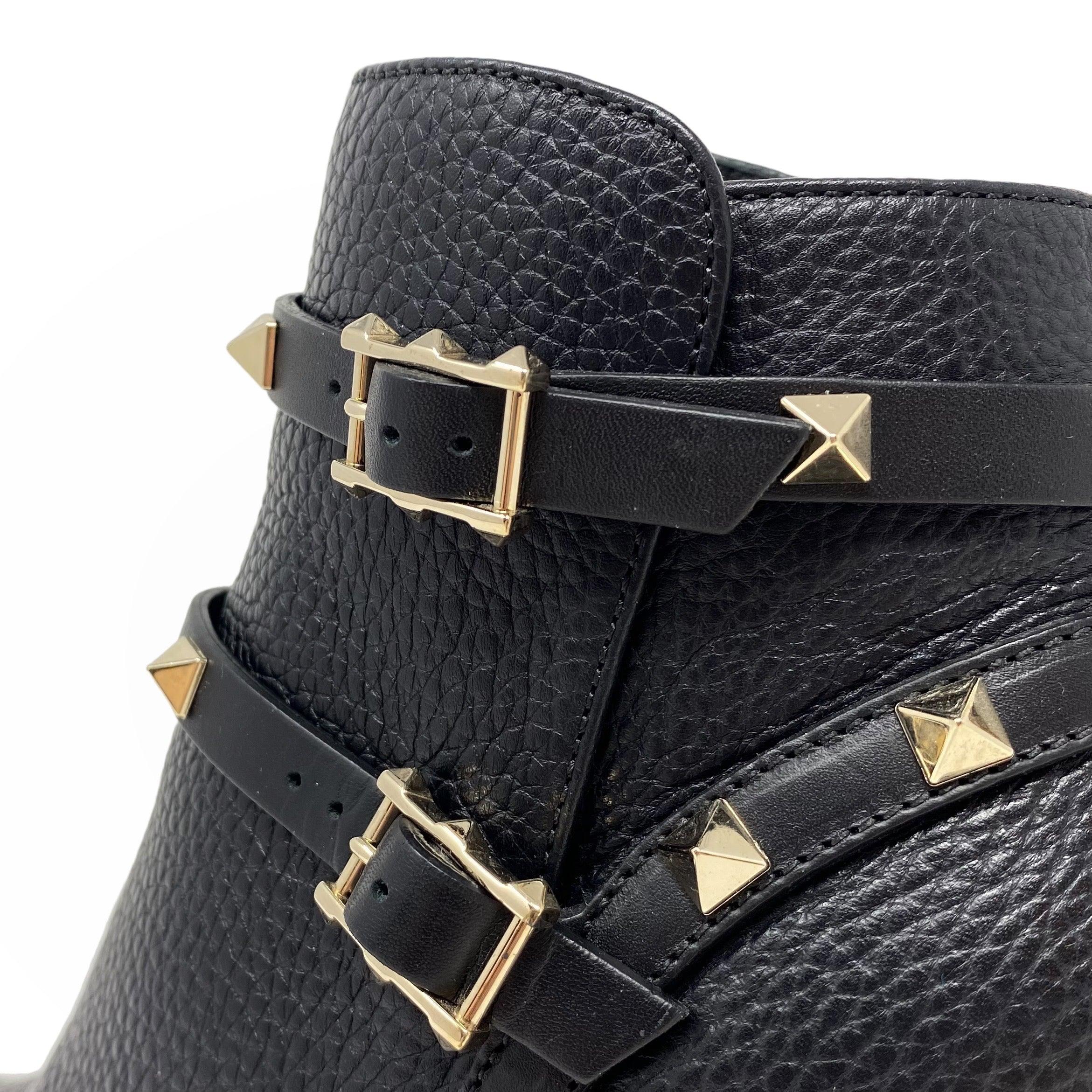 Valentino Black Rockstud Ankle Boots 35