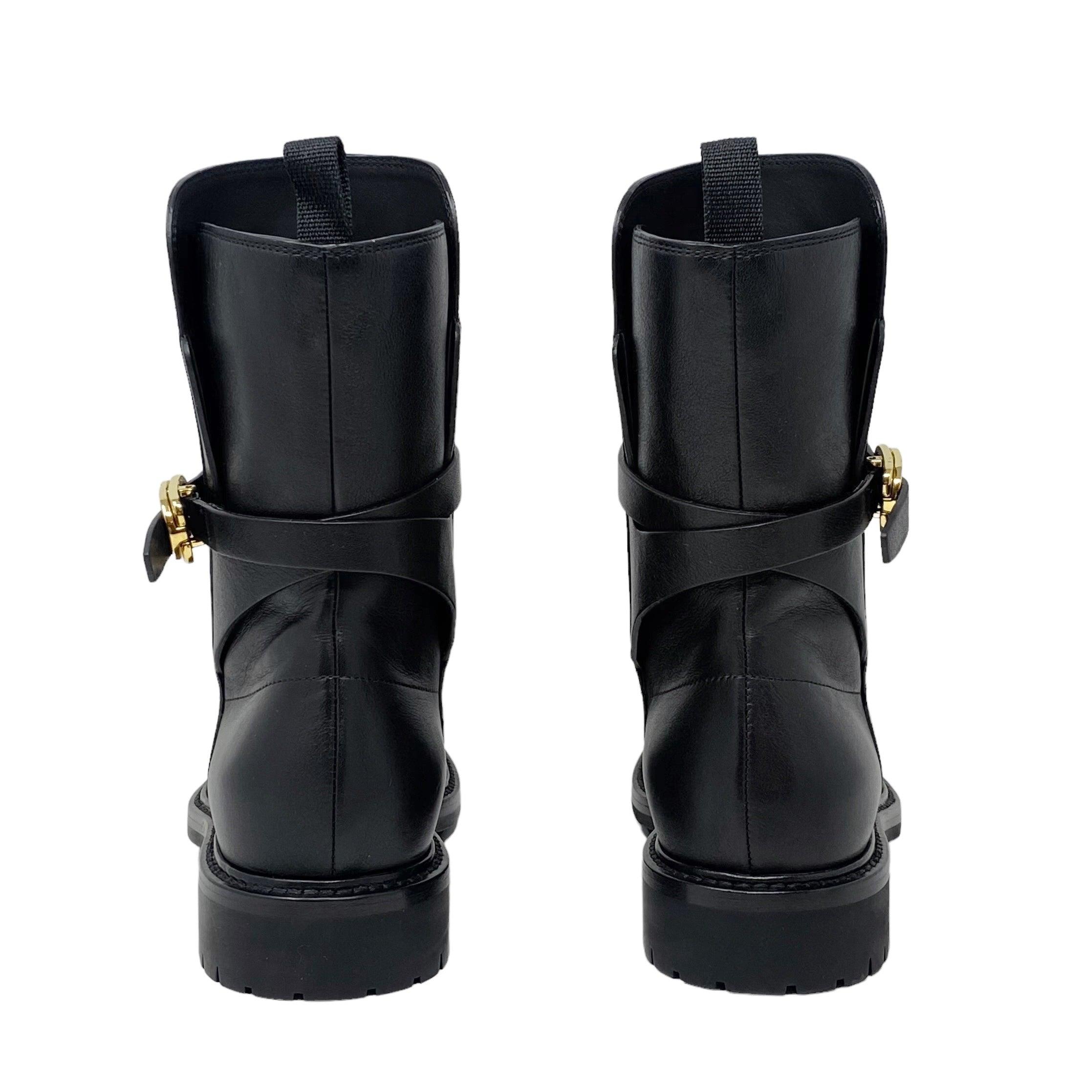 Dior Black Empreinte Combat Boots 38.5