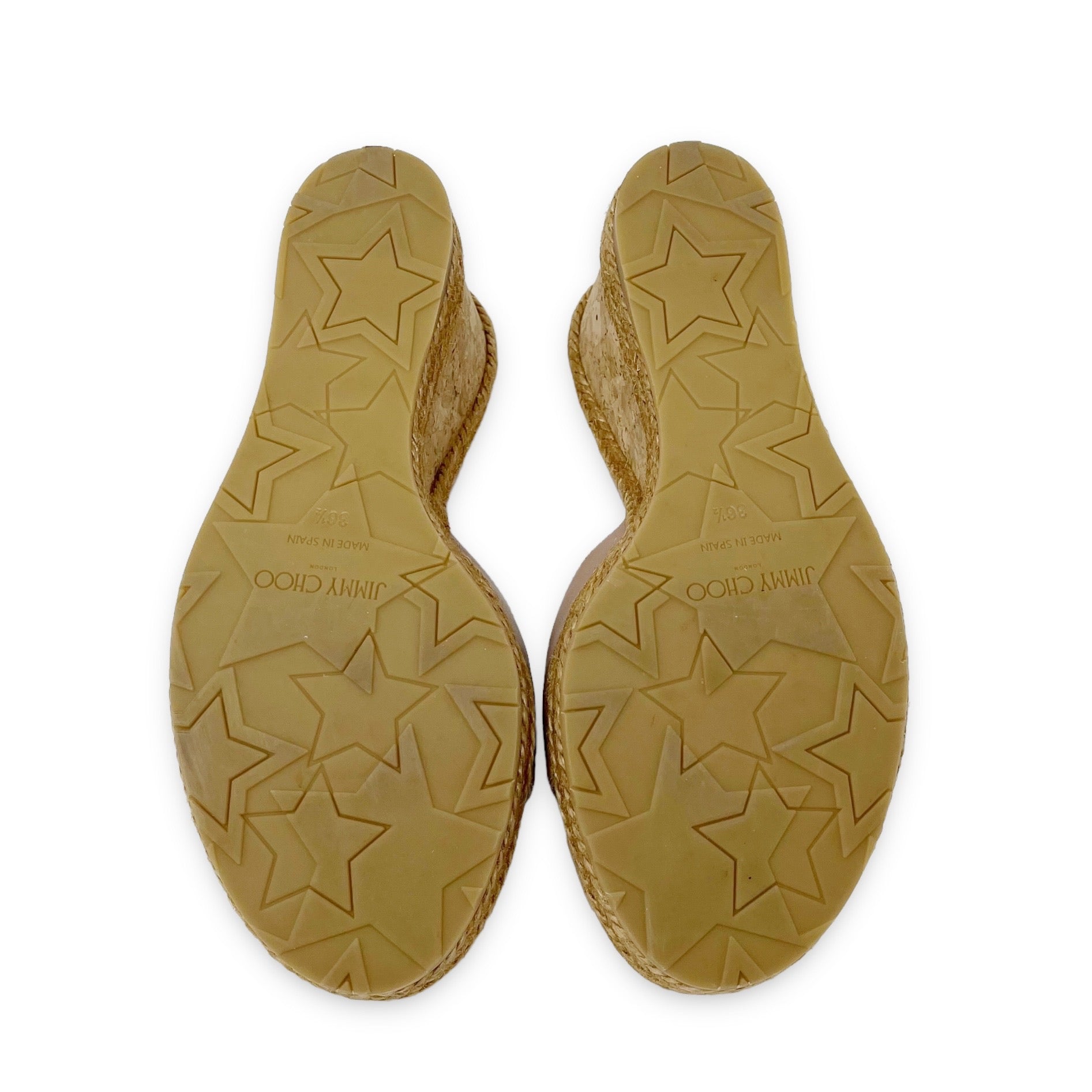 Jimmy Choo Beige Nappa Almer Wedge Sandals 36.5