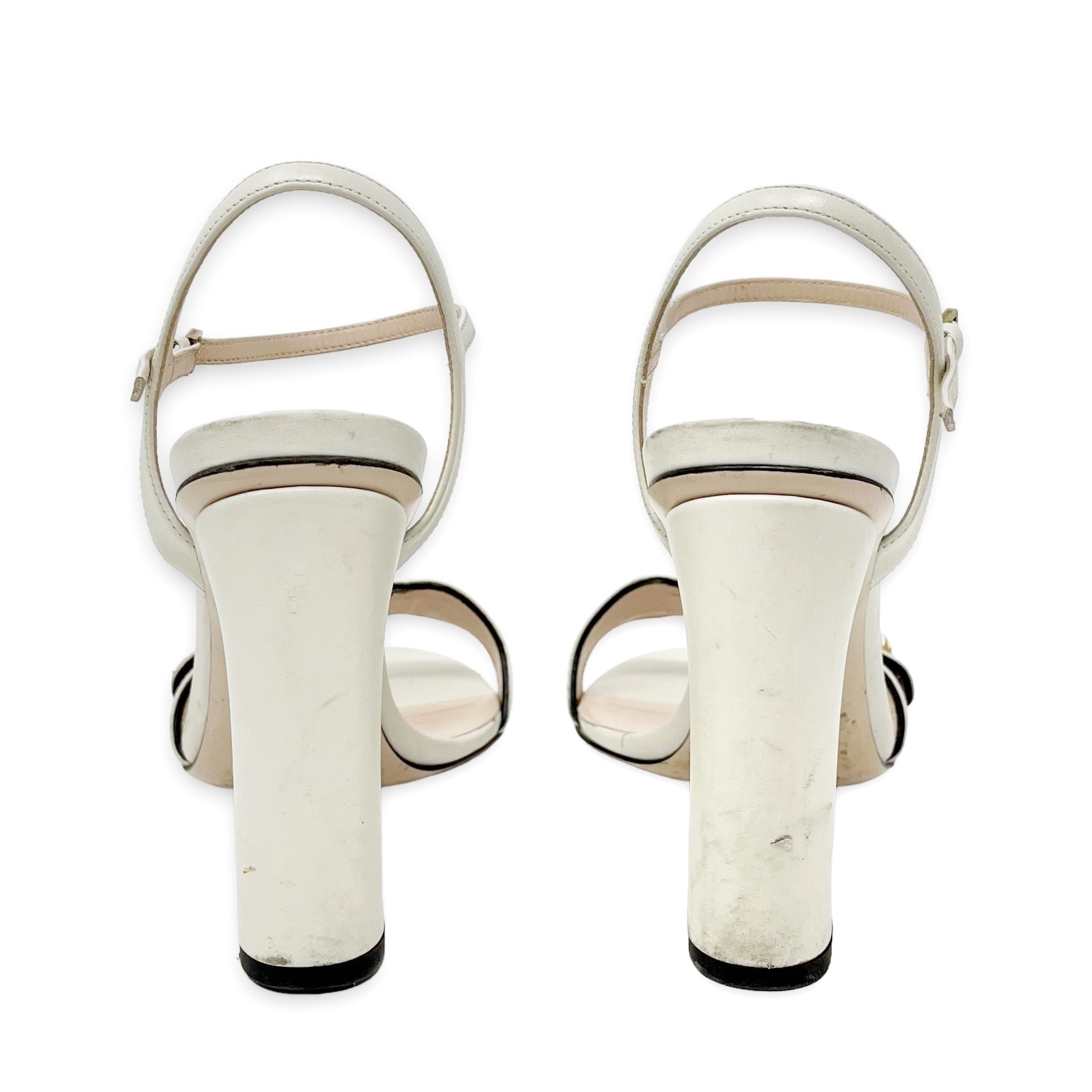 Gucci White Marmont Heel Sandals 36.5