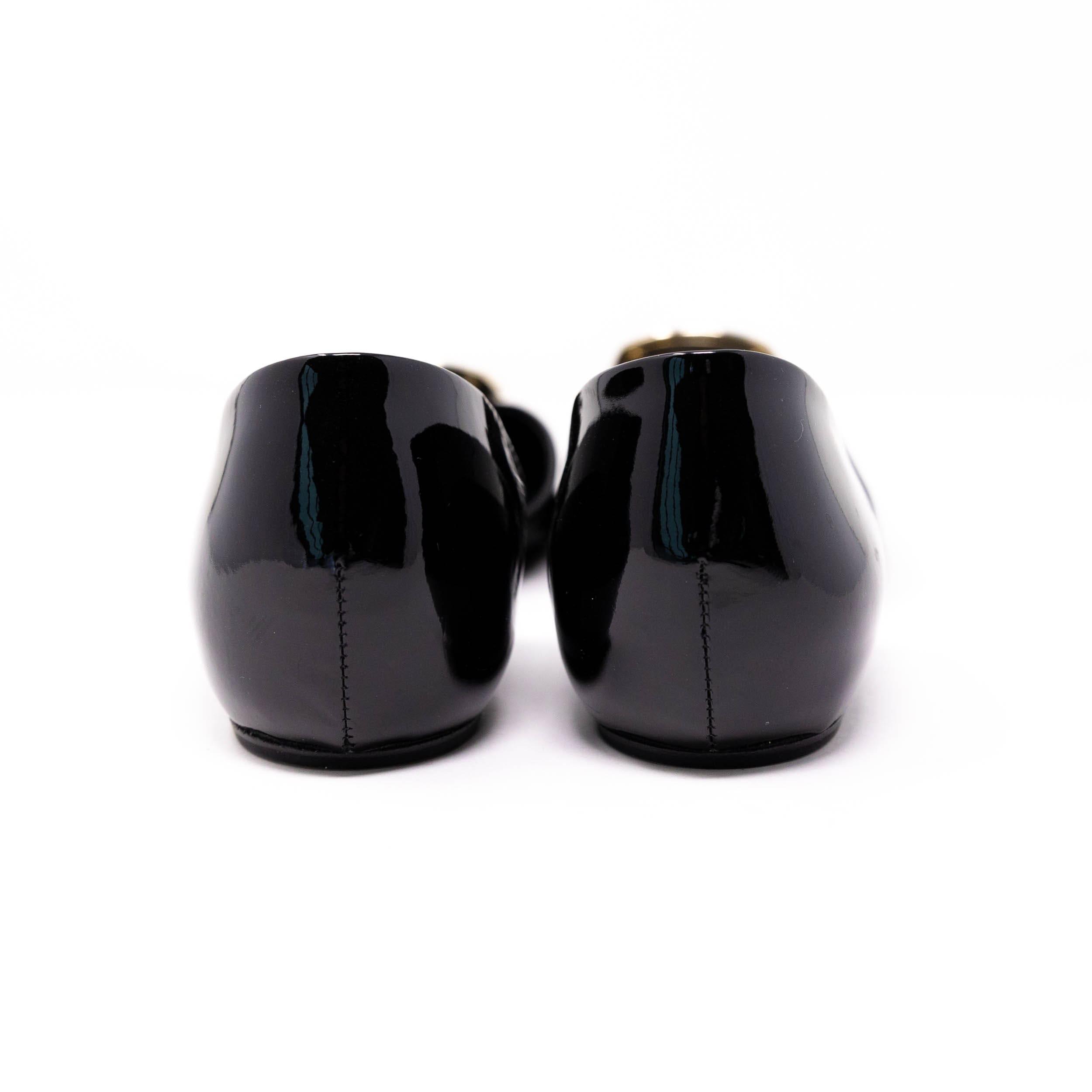 Roger Vivier Black Patent Chips Flats 37.5