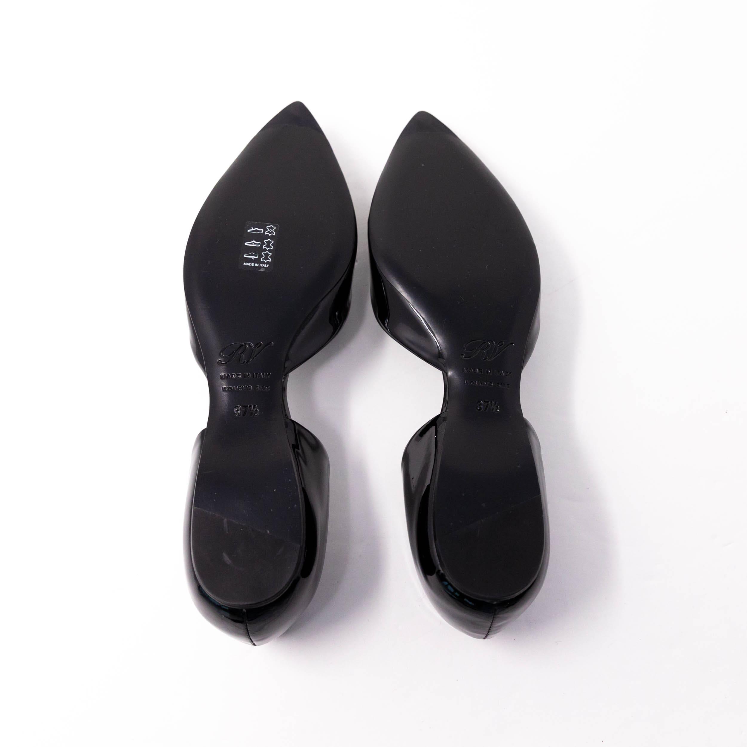 Roger Vivier Black Patent Chips Flats 37.5