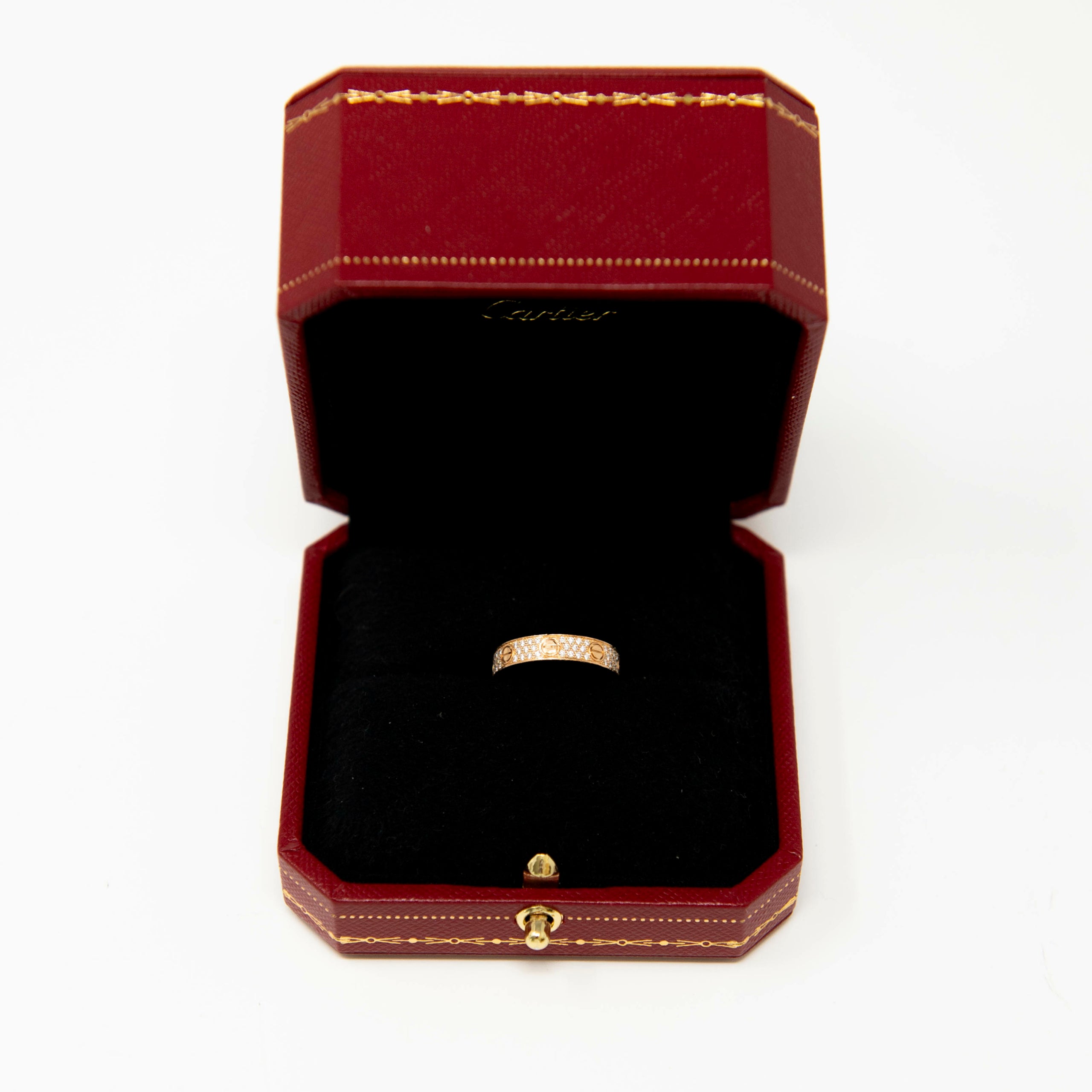 Cartier 18k Gold Pave Diamond Love Ring 50