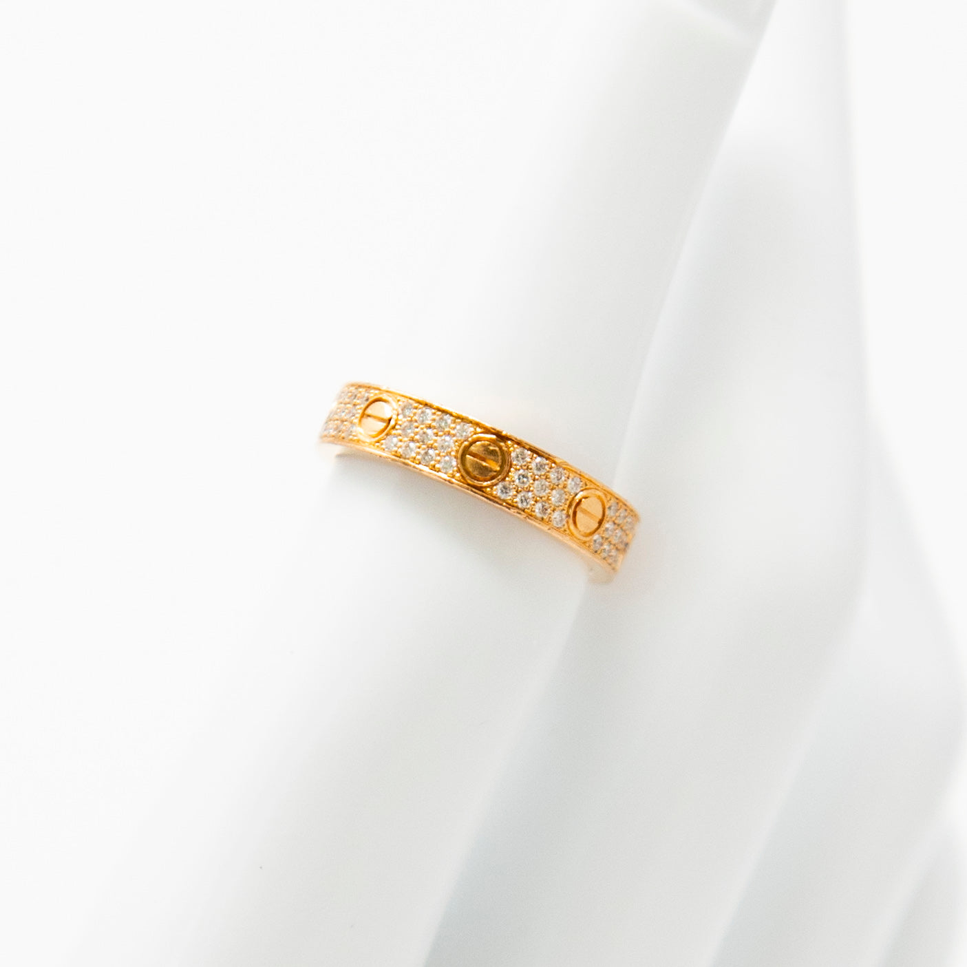Cartier 18k Gold Pave Diamond Love Ring 50
