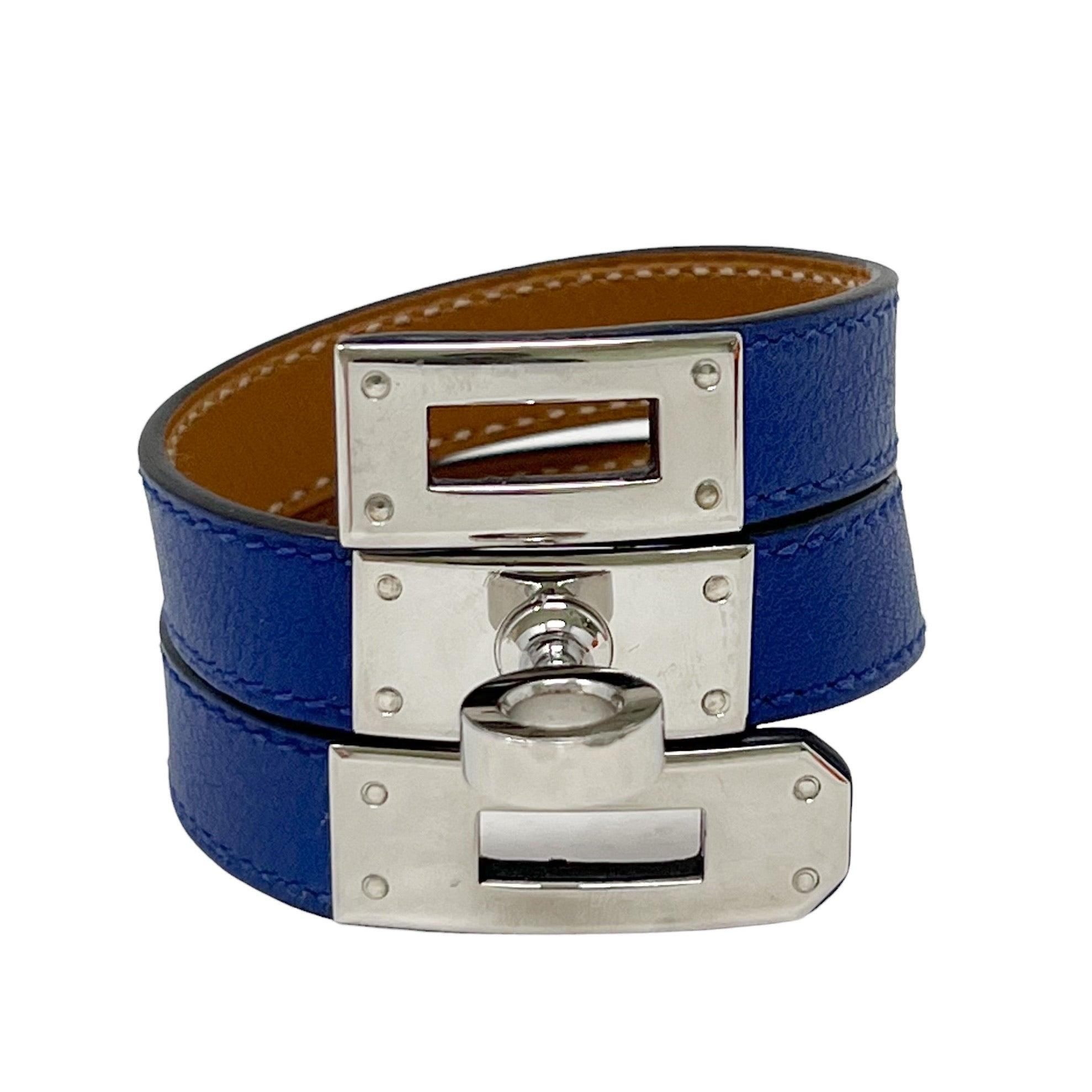 Hermes Bleu Saphir Swift Double Tour Bracelet XS