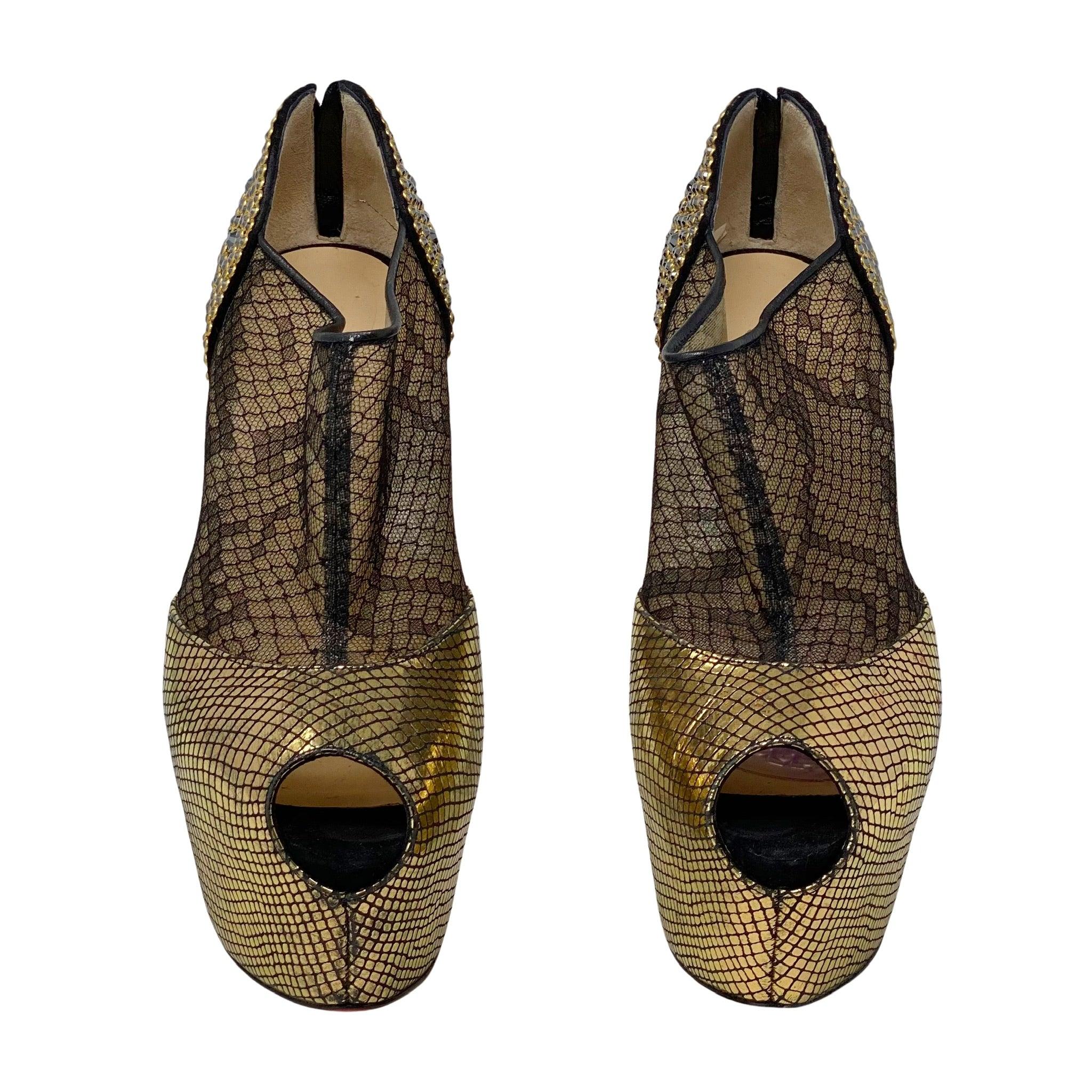 Christian Louboutin Gold Aeronotoc Booties 38