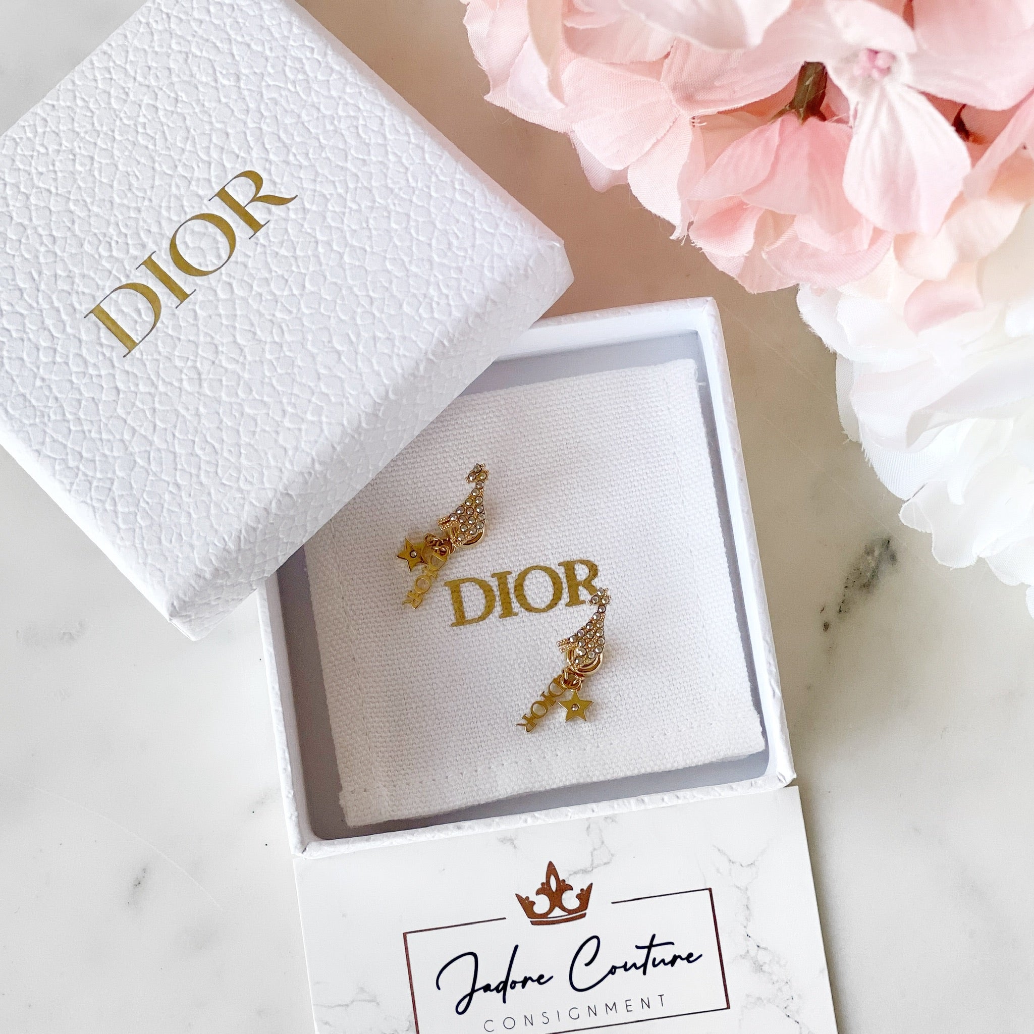 Dior Gold Crystal Giraffe Earrings