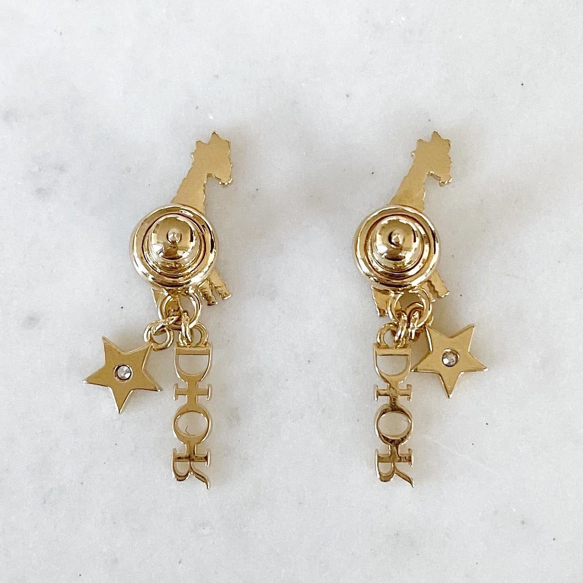 Dior Gold Crystal Giraffe Earrings