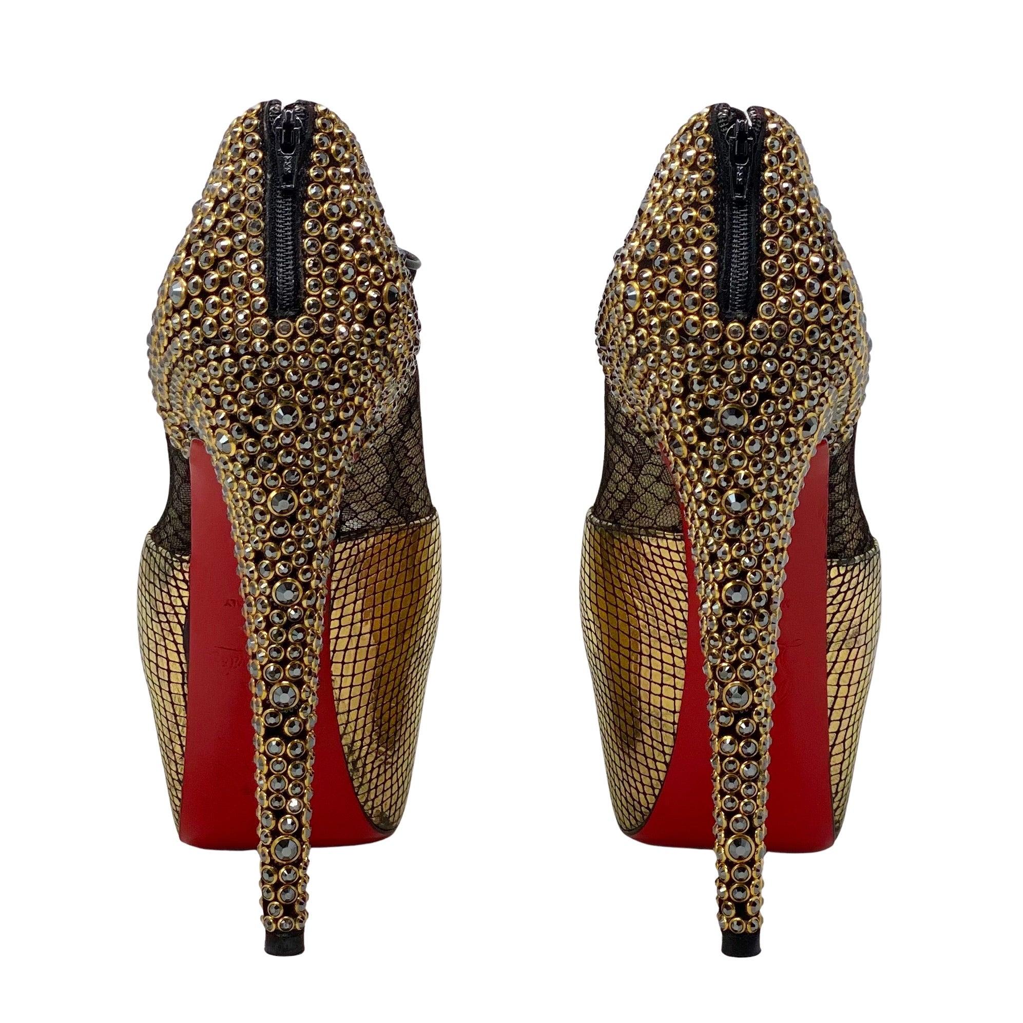 Christian Louboutin Gold Aeronotoc Booties 38