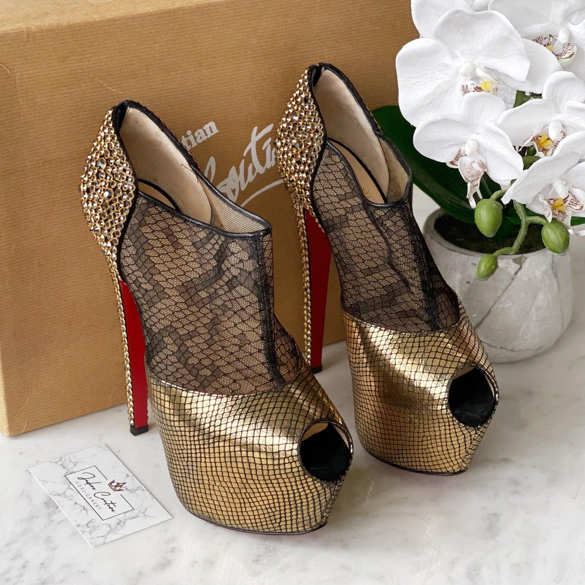 Christian Louboutin Gold Aeronotoc Booties 38