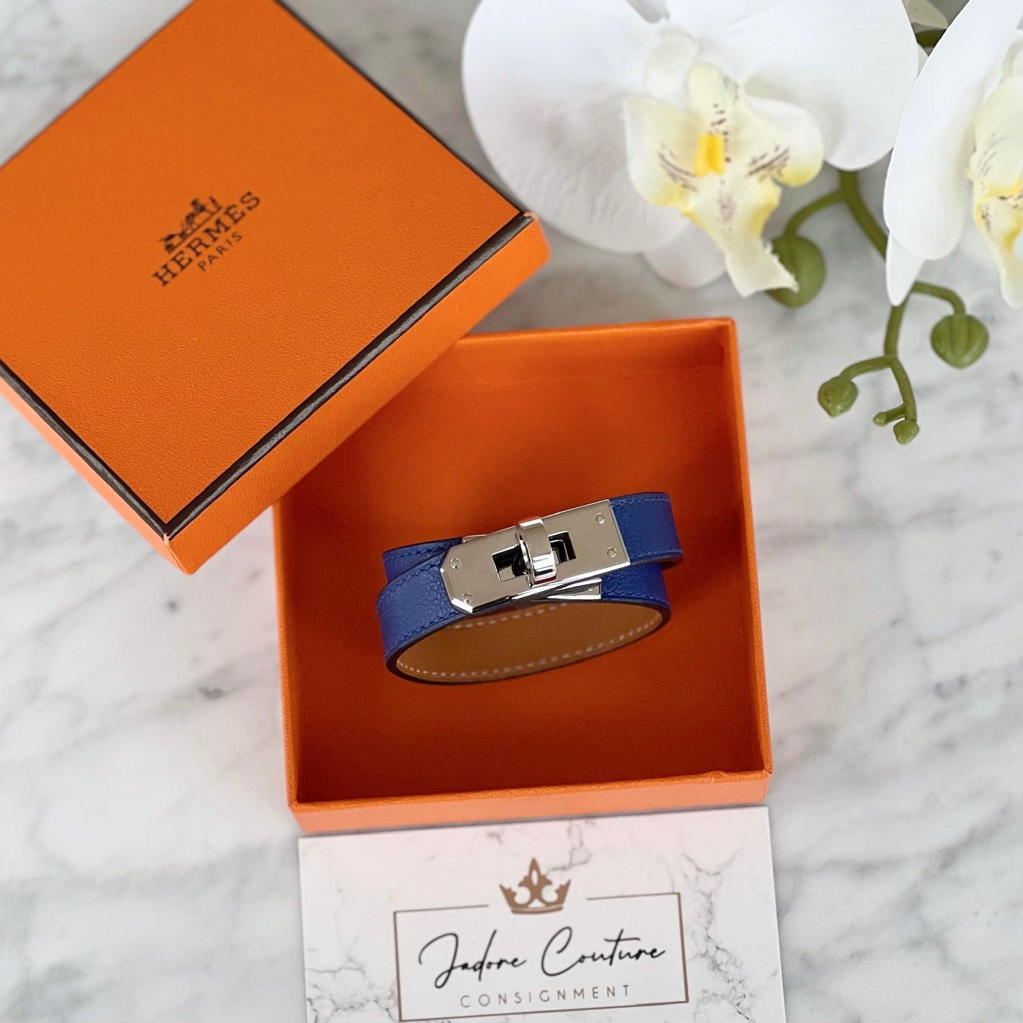 Hermes Bleu Saphir Swift Double Tour Bracelet XS