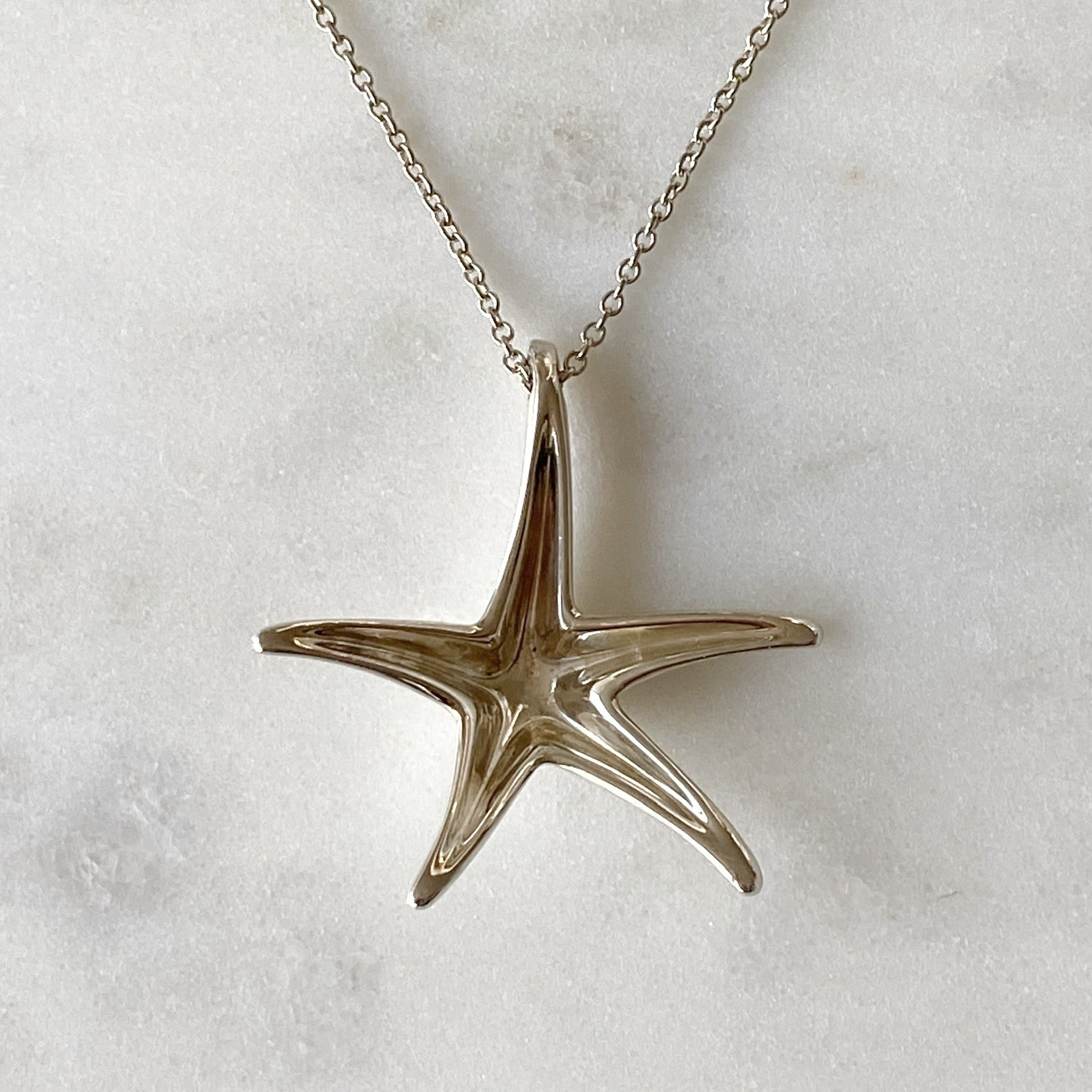 Tiffany & Co. Elsa Peretti Sterling Silver Medium Starfish Pendant Necklace