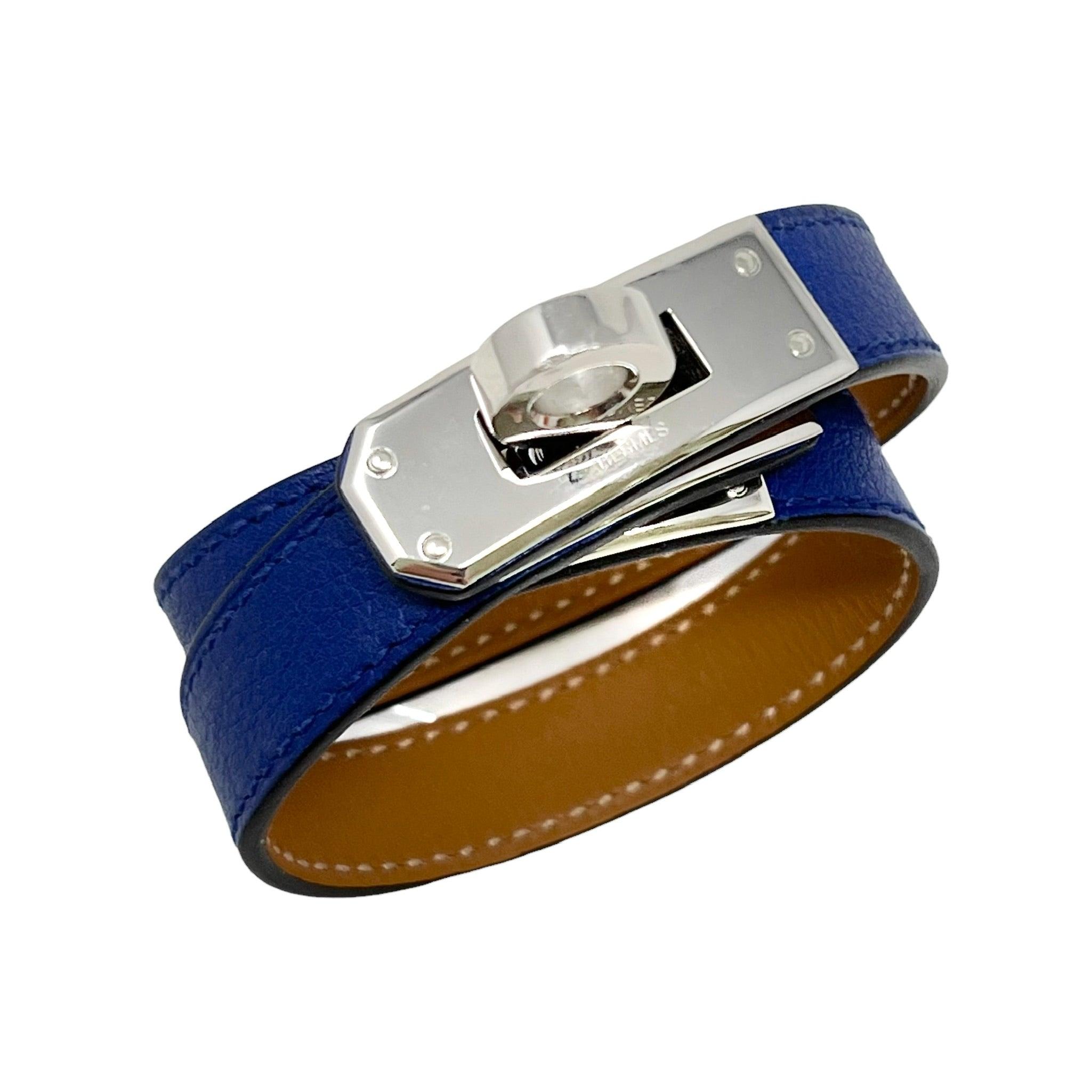 Hermes Bleu Saphir Swift Double Tour Bracelet XS