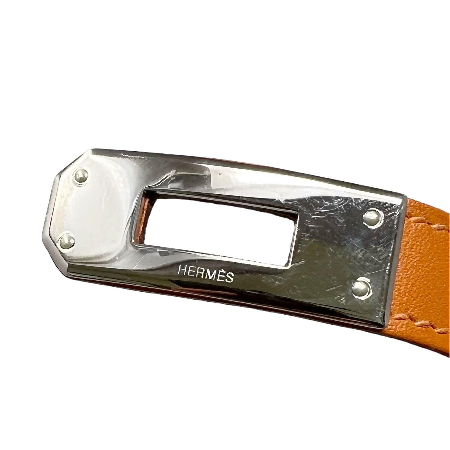 Hermes Orange Box PHW Kelly Double Tour Bracelet S