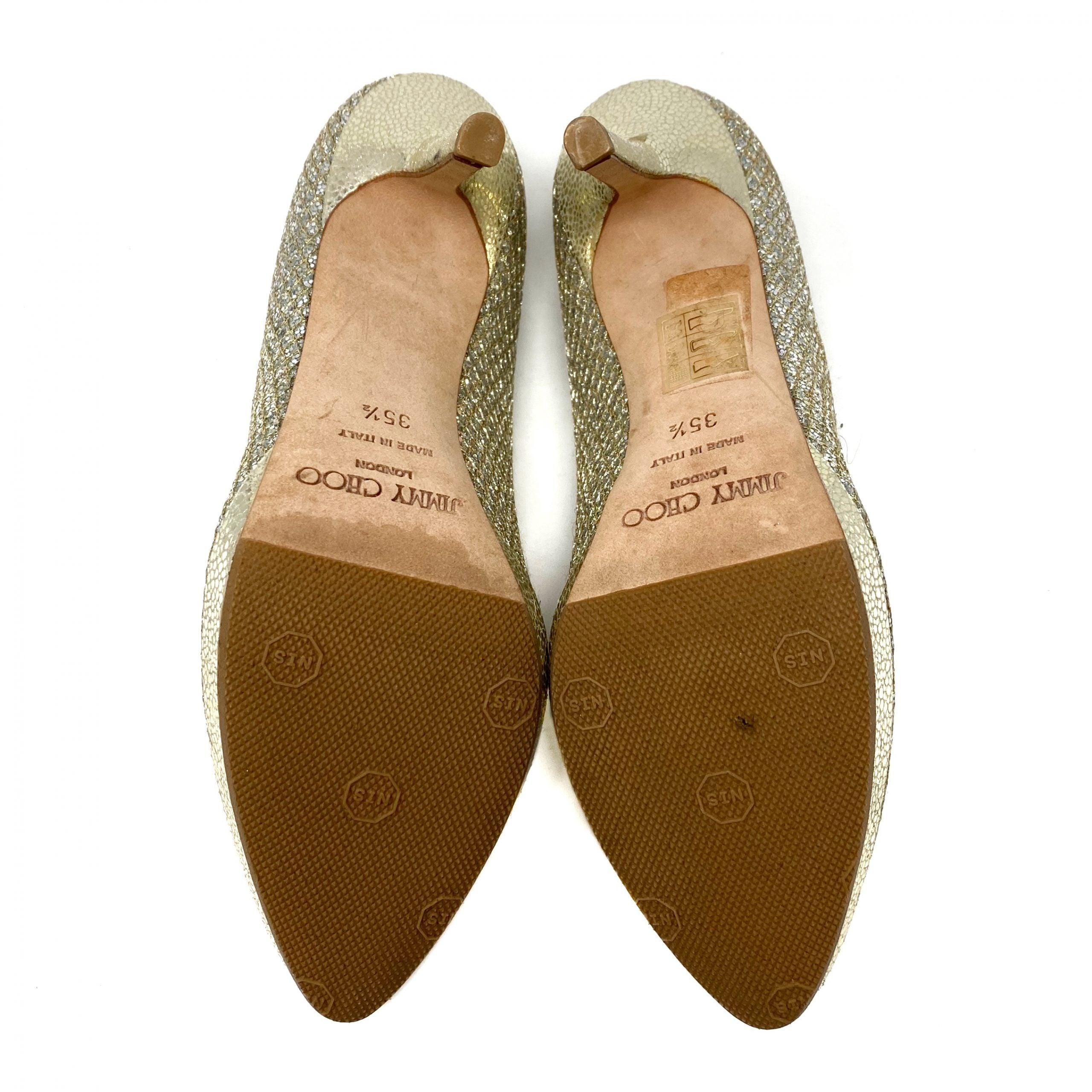 Jimmy Choo Champagne Glitter Ailsa Pumps 35.5
