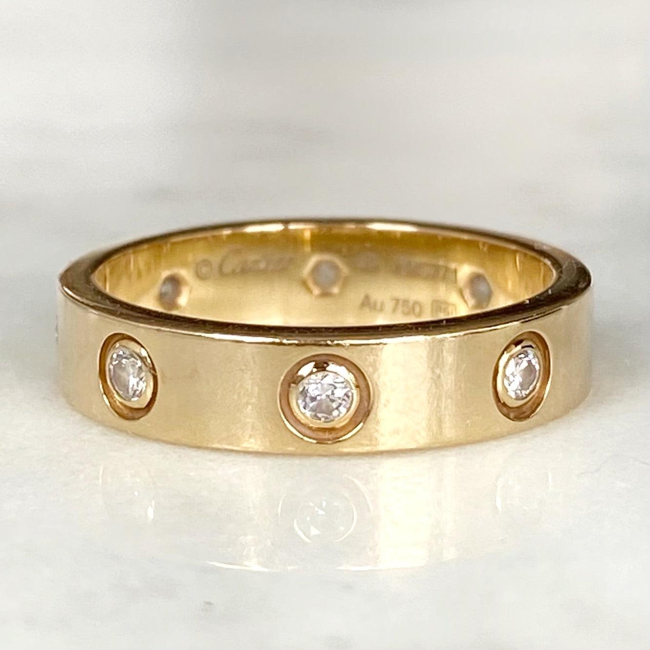 Cartier 18K Yellow Gold 8 Diamond Love Ring 49