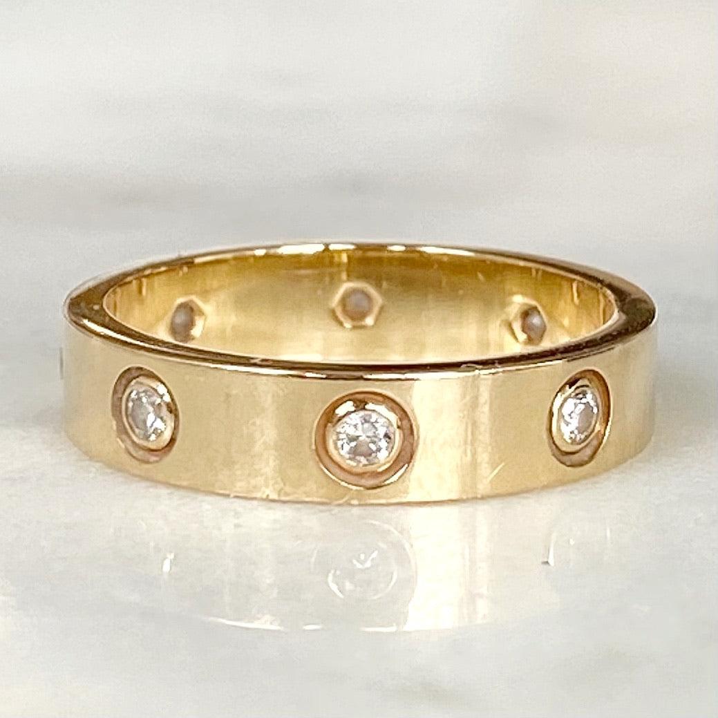 Cartier 18K Yellow Gold 8 Diamond Love Ring 49