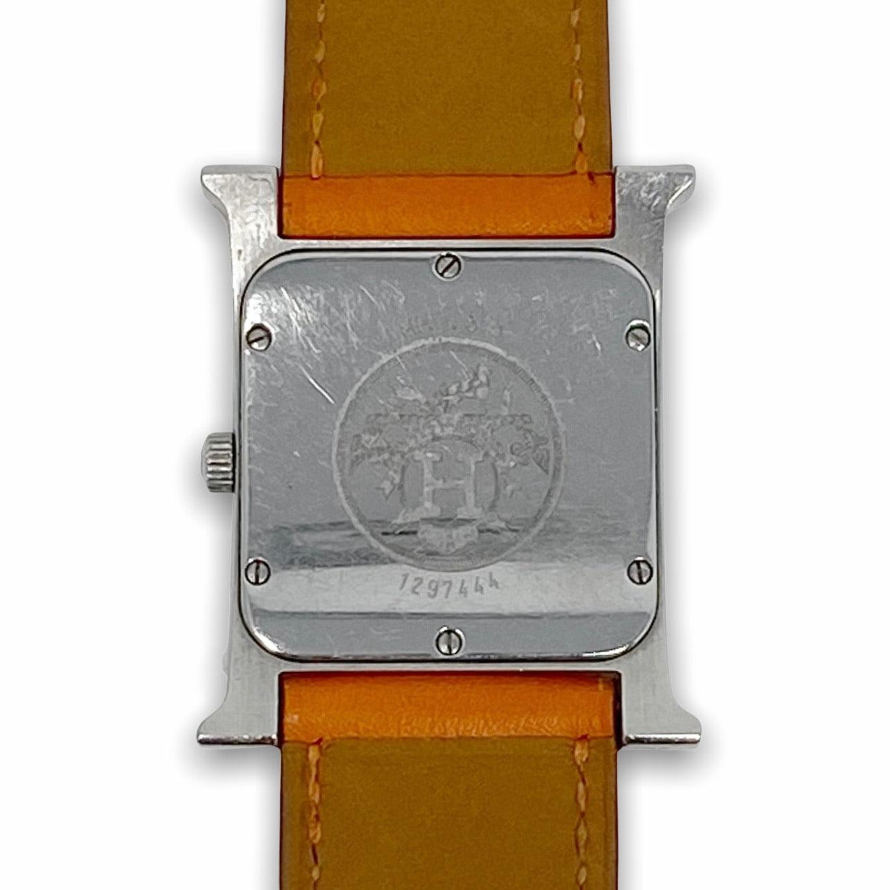 Hermes Orange Swift H Hour Quartz Watch 26mm