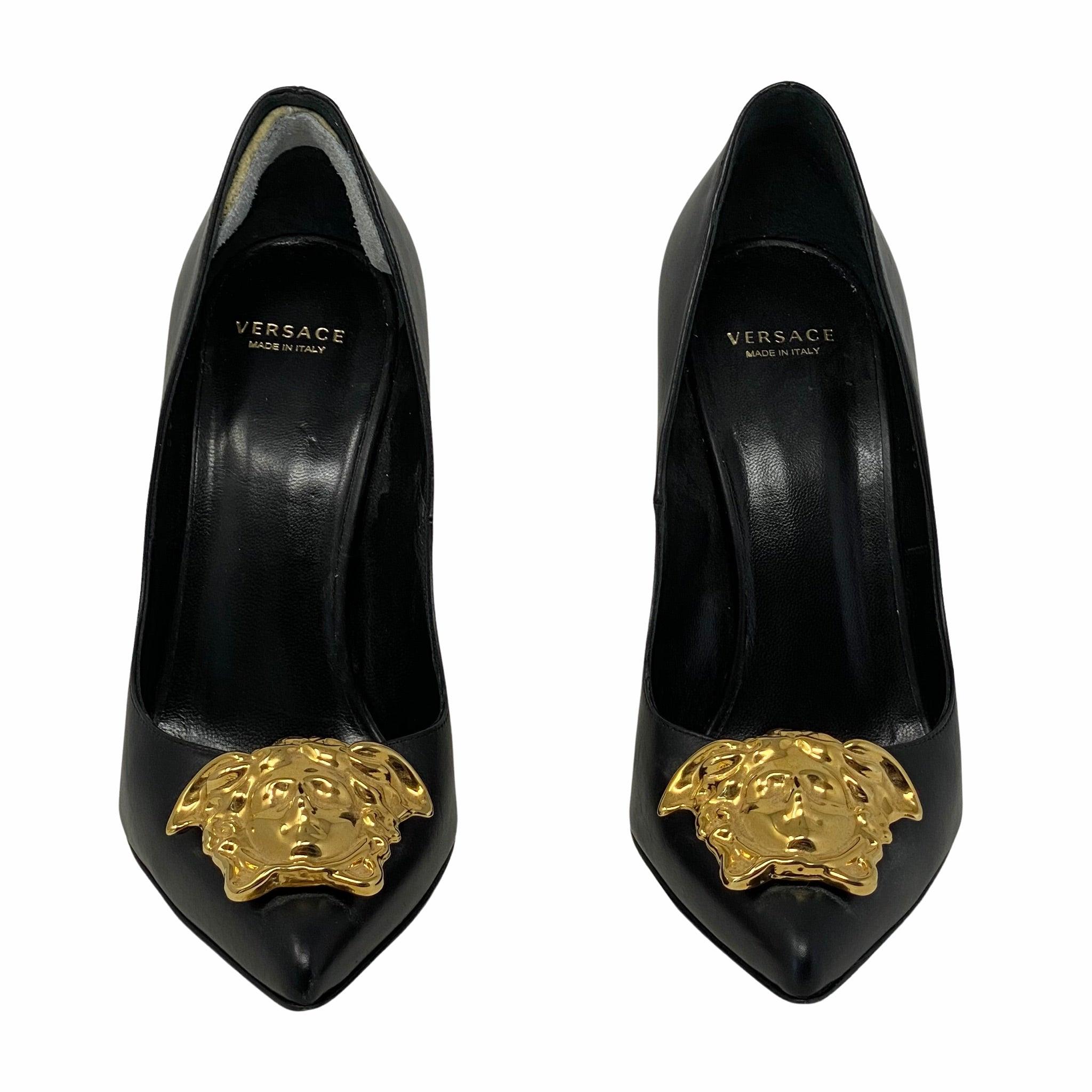 Versace Black Medusa Palazzo Pumps 36