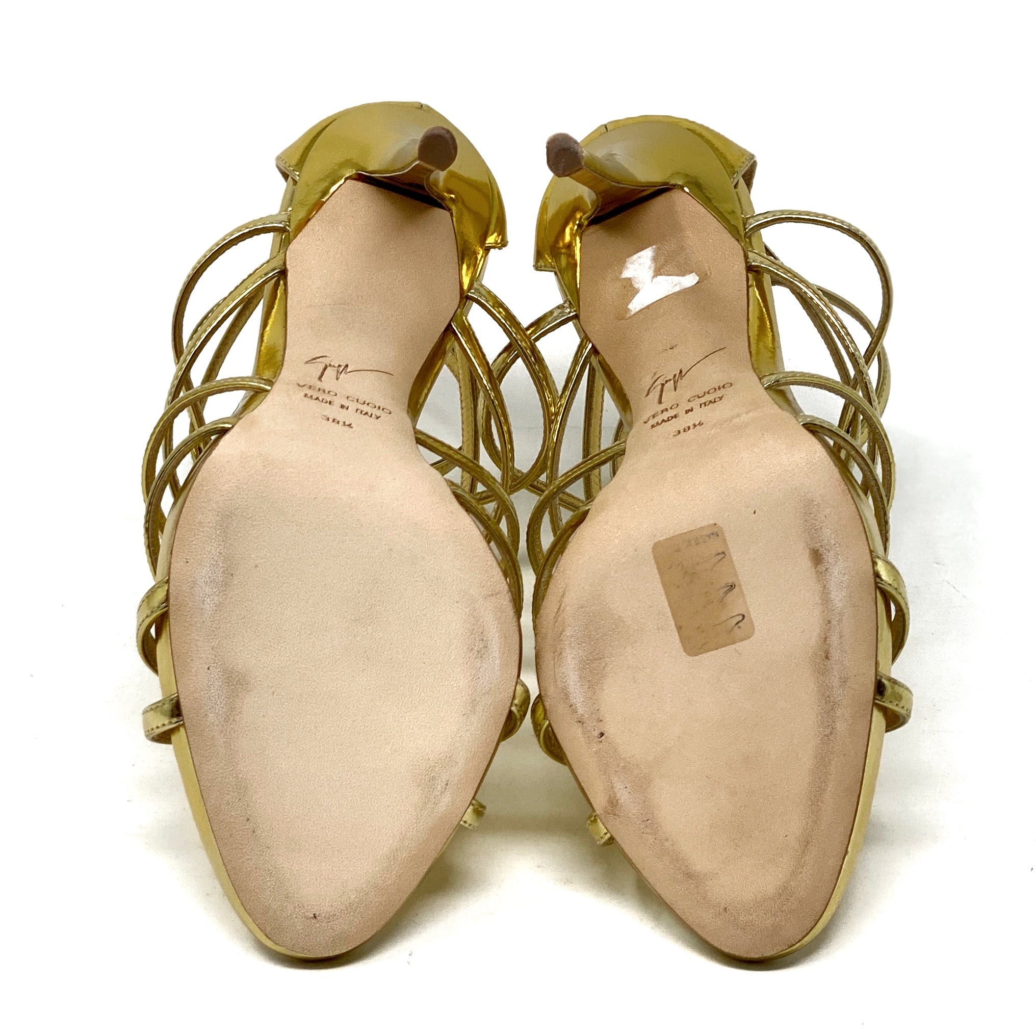 Giuseppe Zanotti Gold Patent Coline Sandals 38.5
