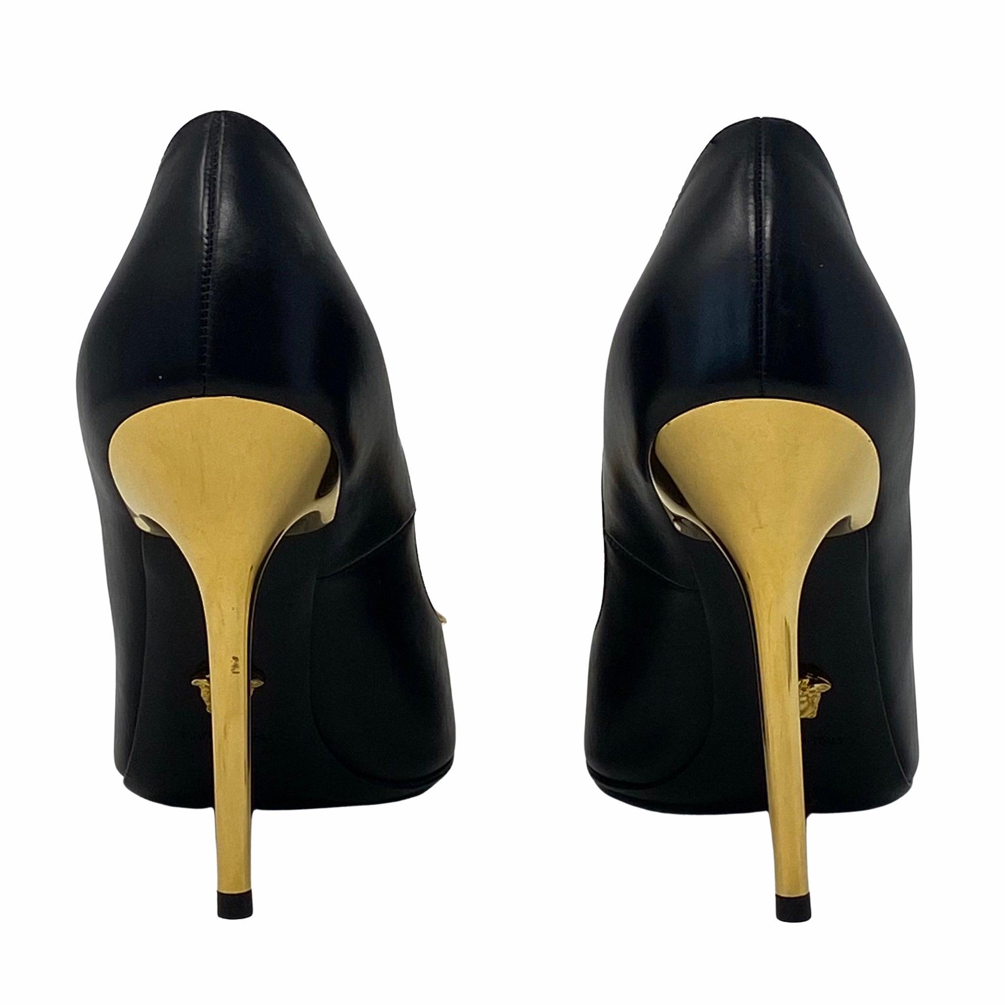 Versace Black Medusa Palazzo Pumps 36