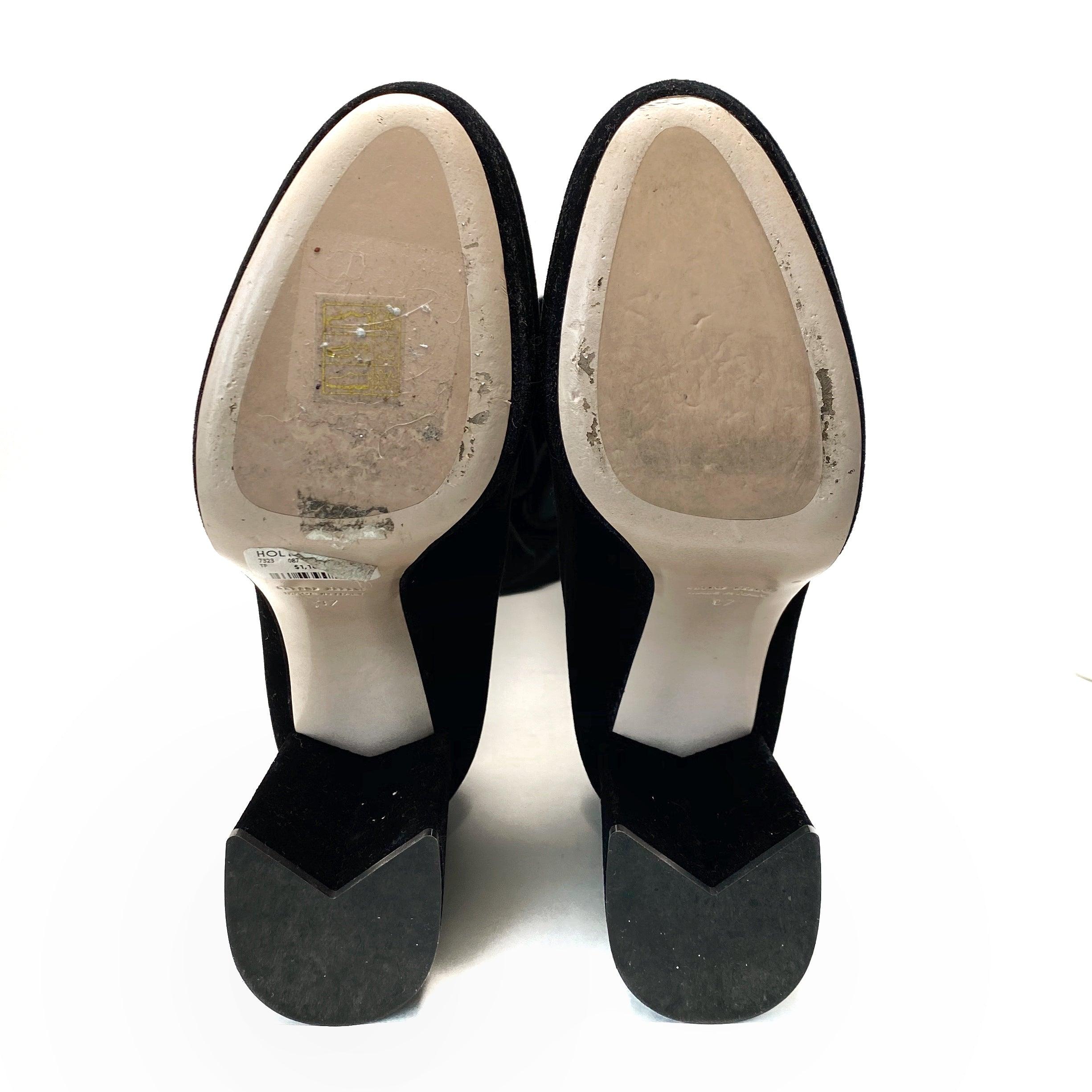 Miu Miu Black Velvet Platform Boots 37
