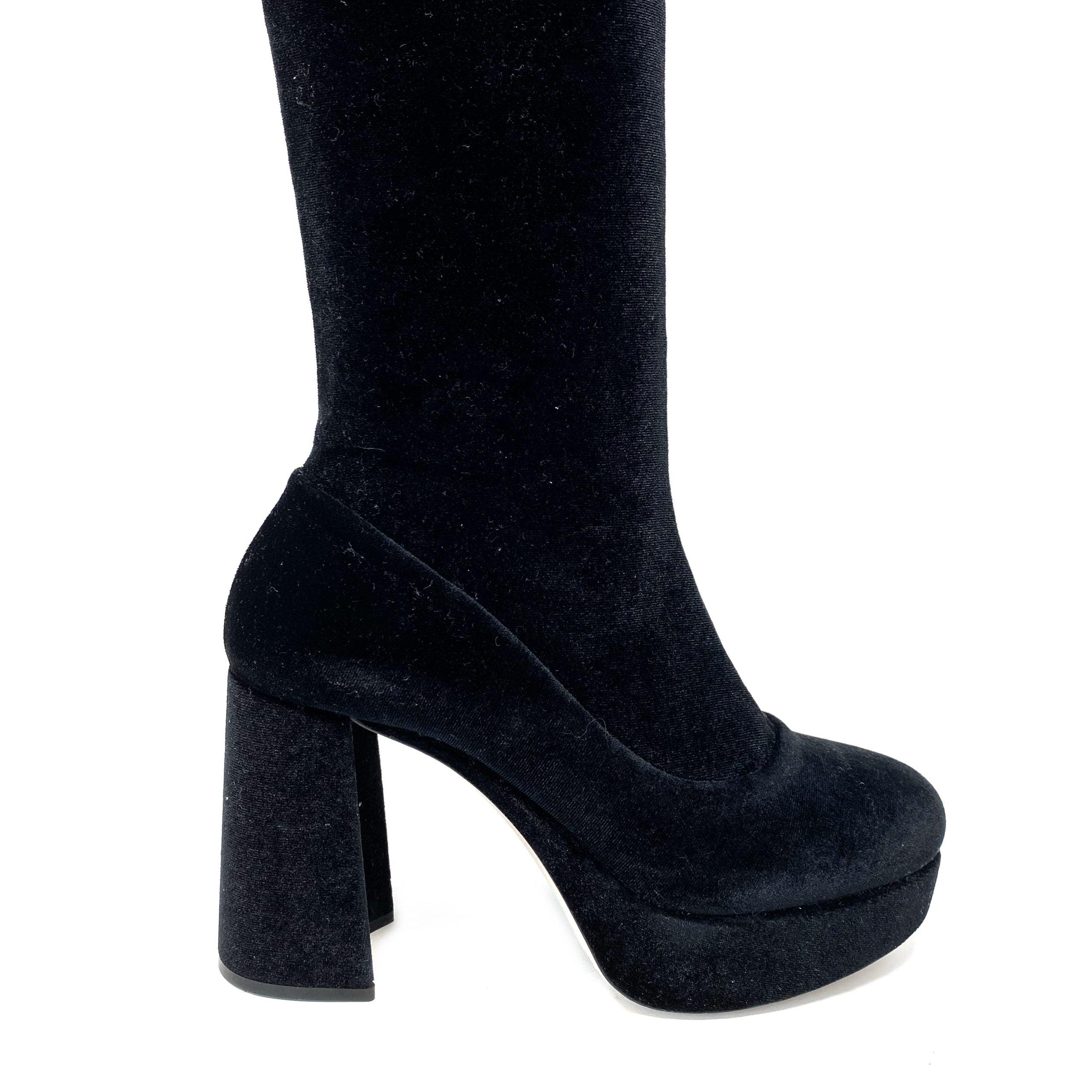 Miu Miu Black Velvet Platform Boots 37