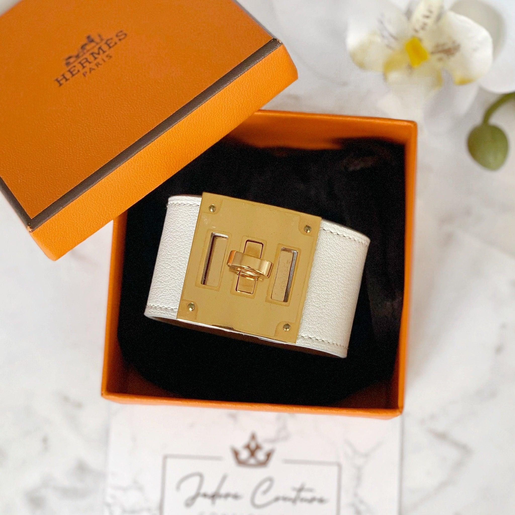 Hermes Blanc Swift Kelly Dog Bracelet T2