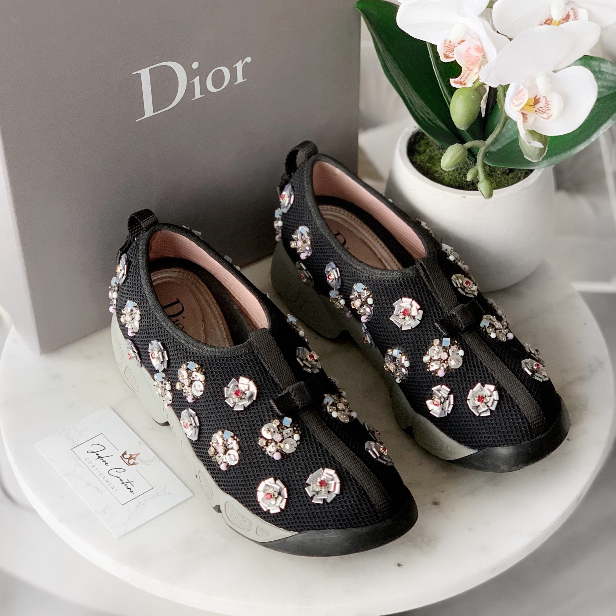 Dior Black Mesh Fusion Embellish Sneakers 35.5