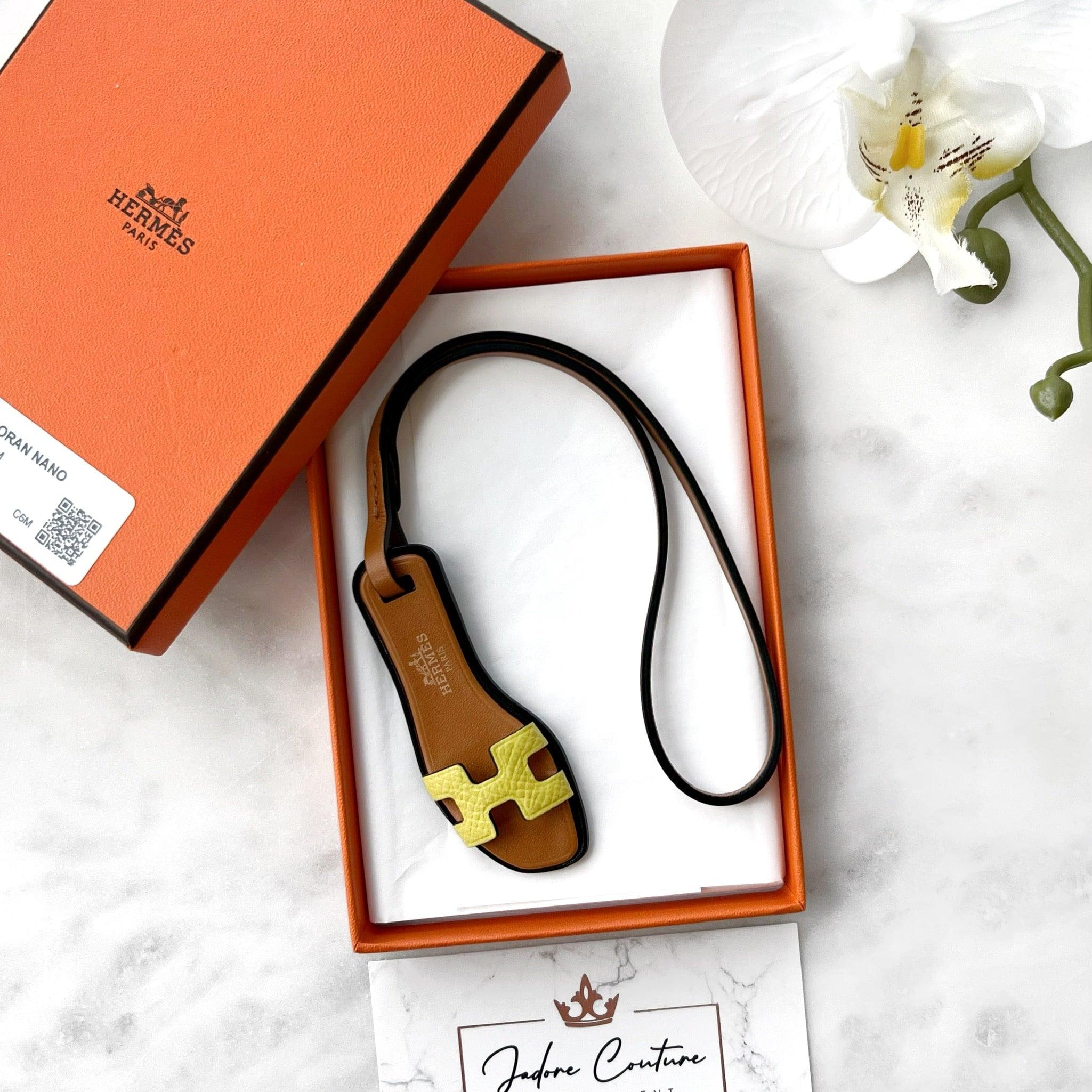 Hermes Lime Epsom Nano Oran Sandals Charm