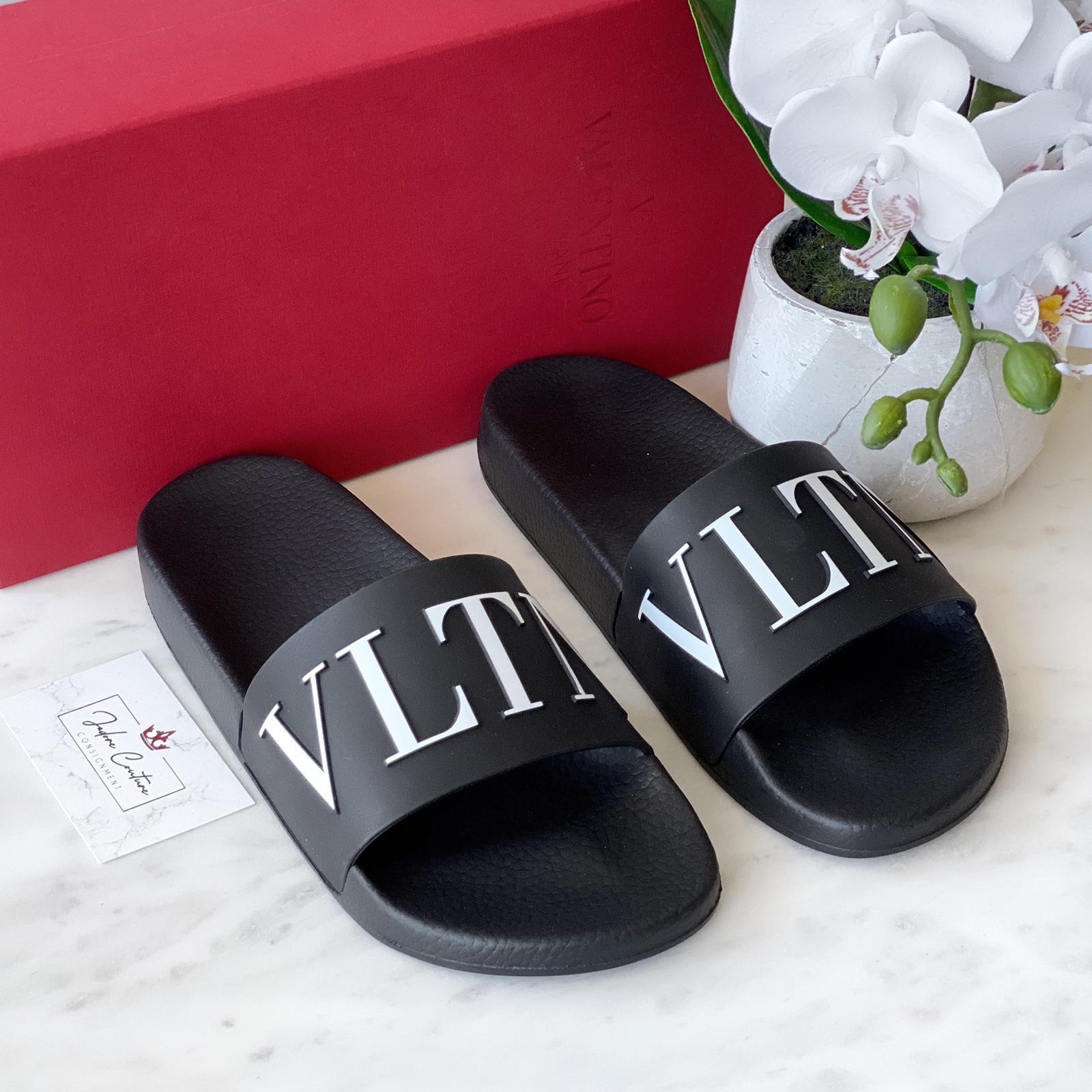 Valentino Black VLTN Slides 40
