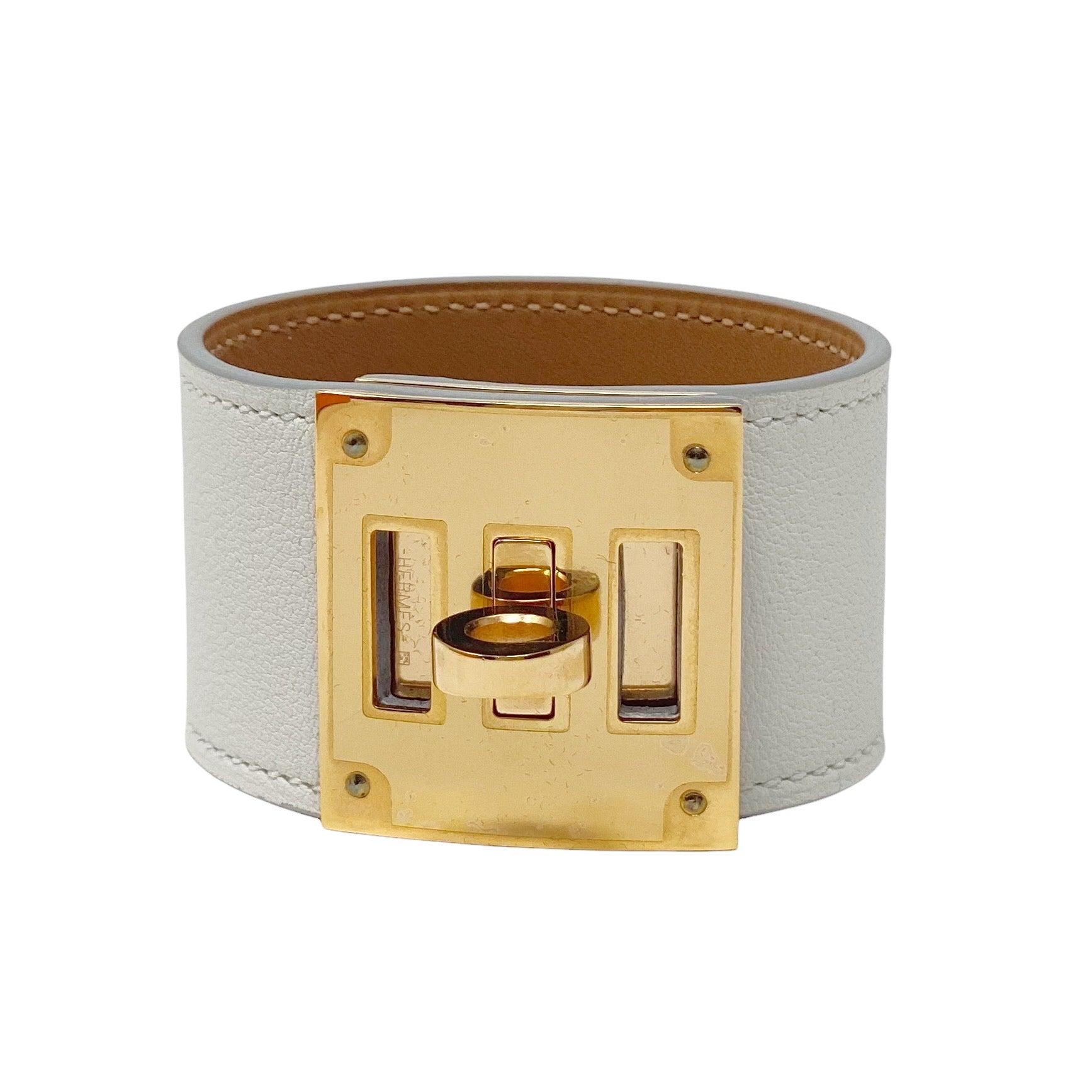 Hermes Blanc Swift Kelly Dog Bracelet T2