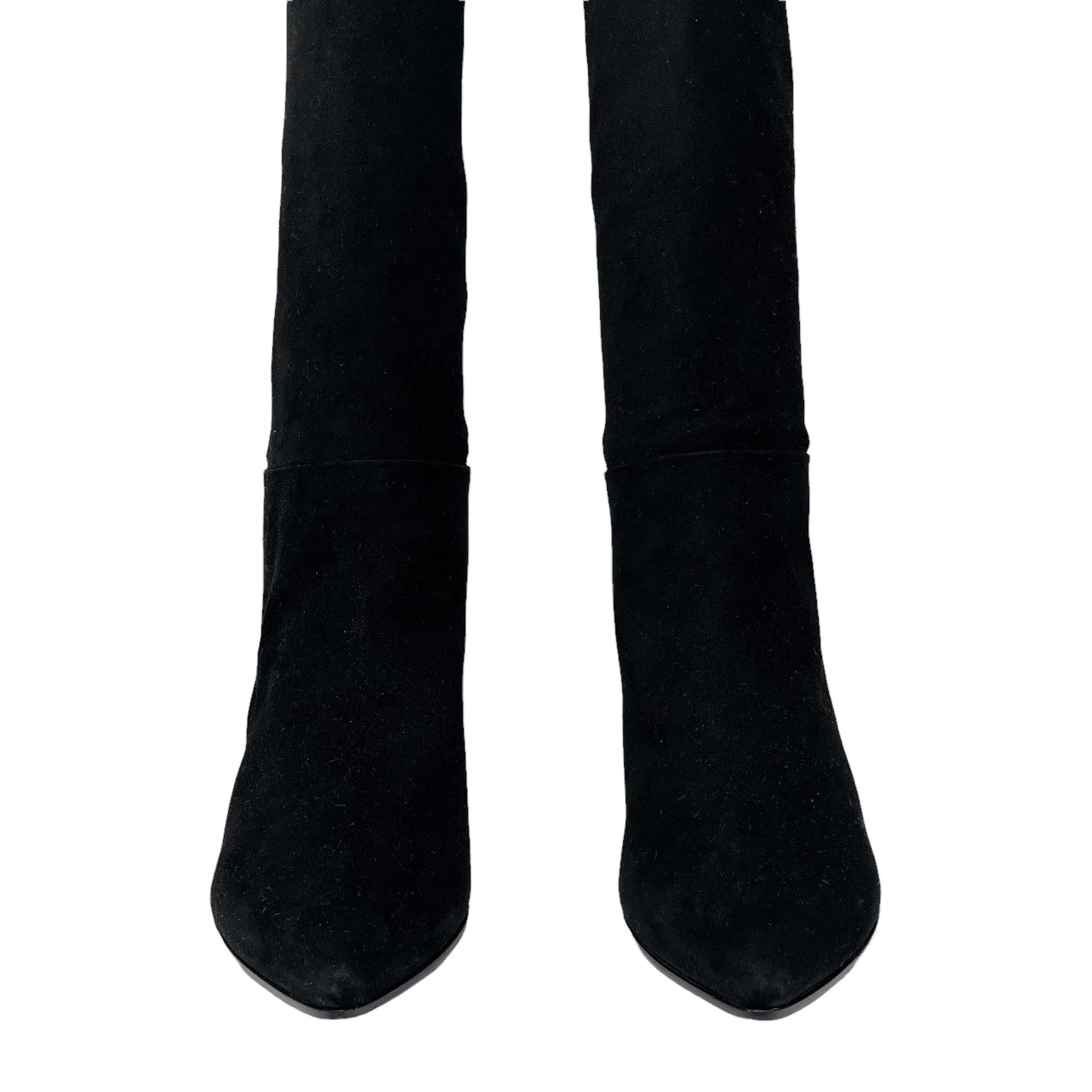 Prada Black Suede Knee High Boots 38.5