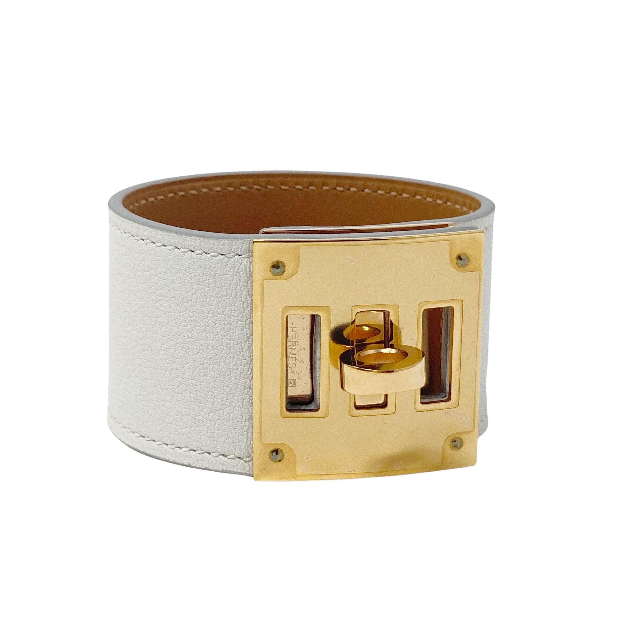 Hermes Blanc Swift Kelly Dog Bracelet T2