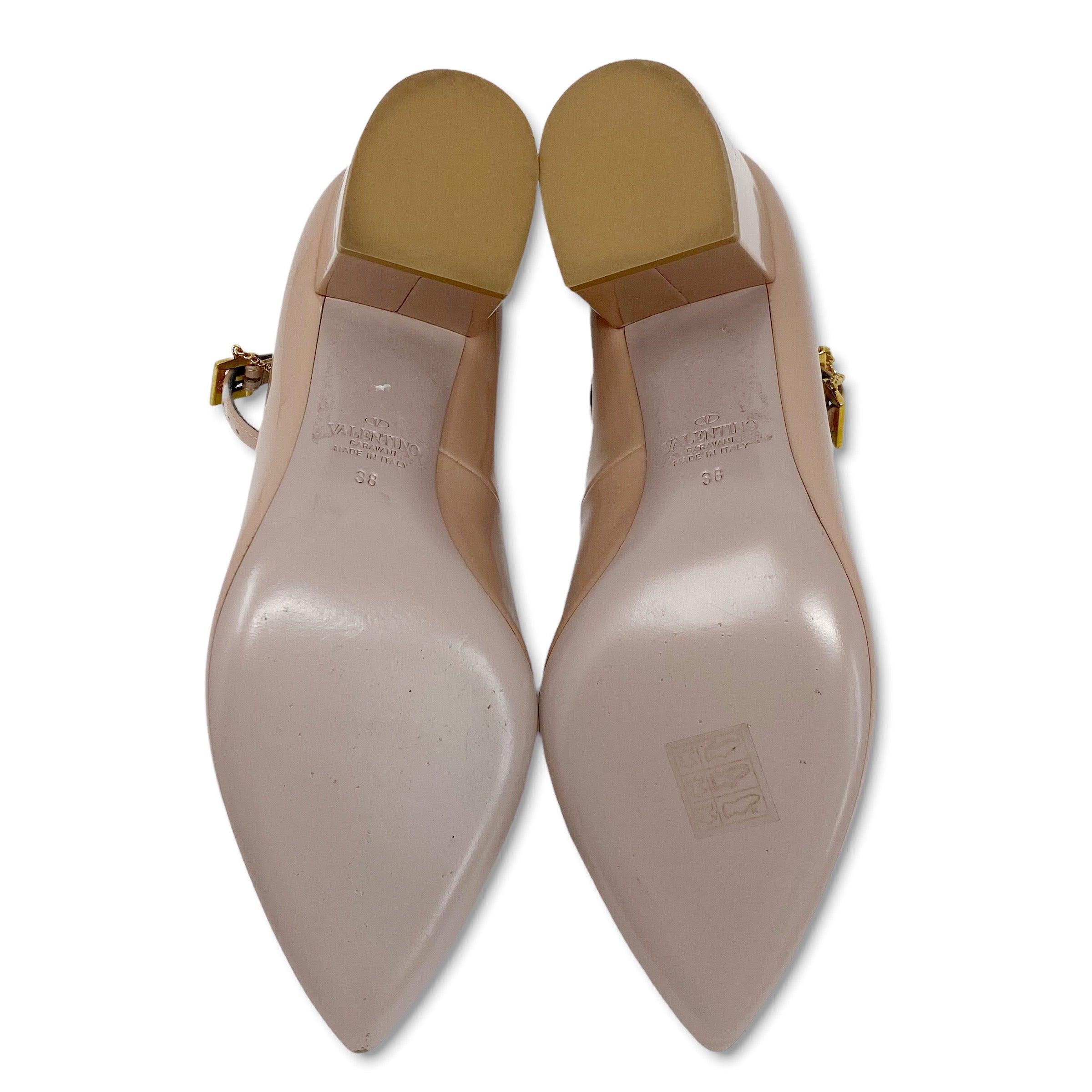 Valentino Nude Ankle Strap Pumps 38