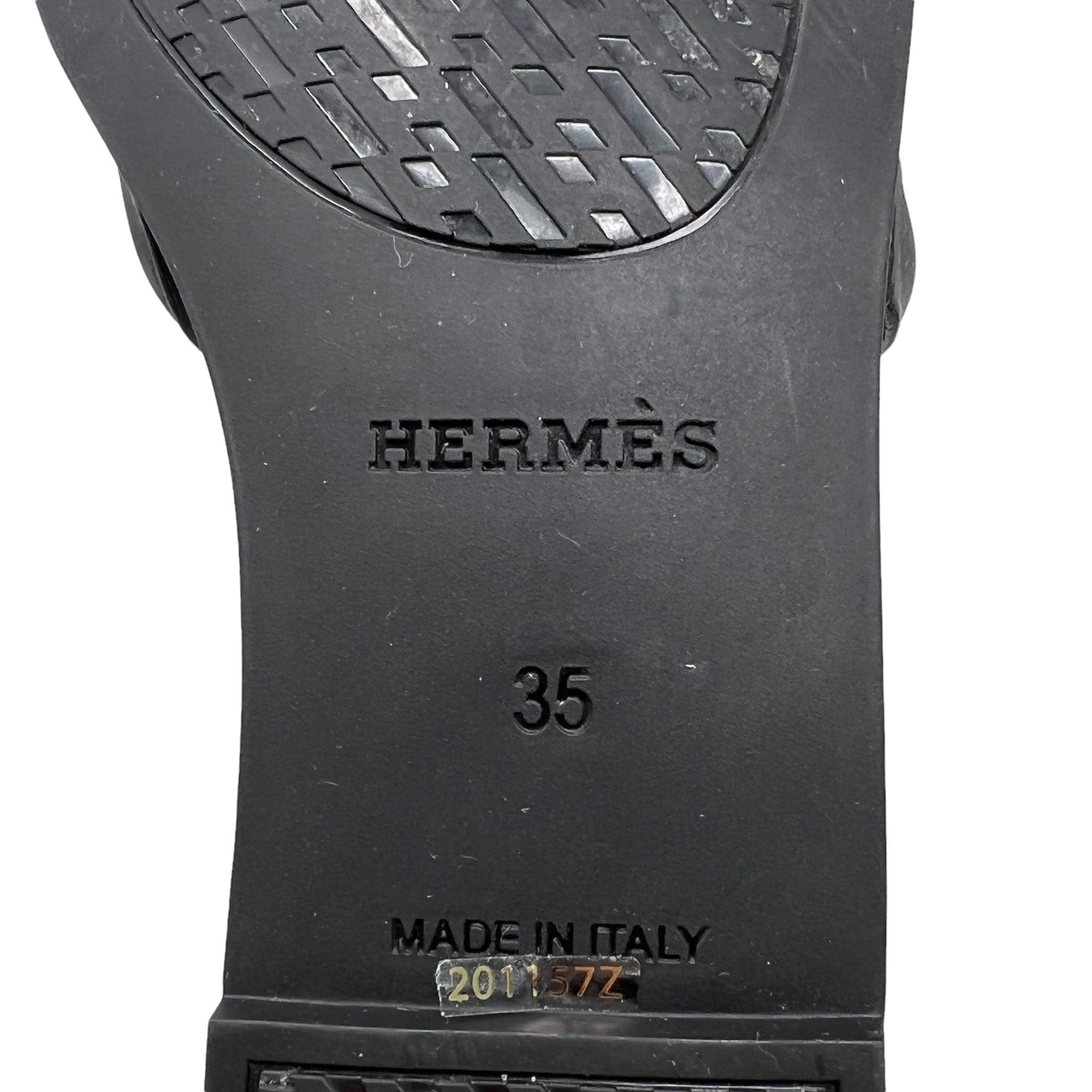 Hermes Noir Rubber Aloha Sandals 35