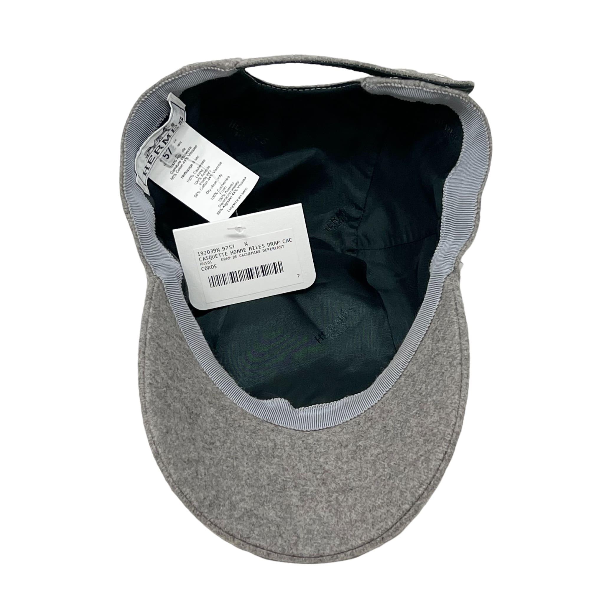 Hermes Gris Cashmere Baseball Hat 57