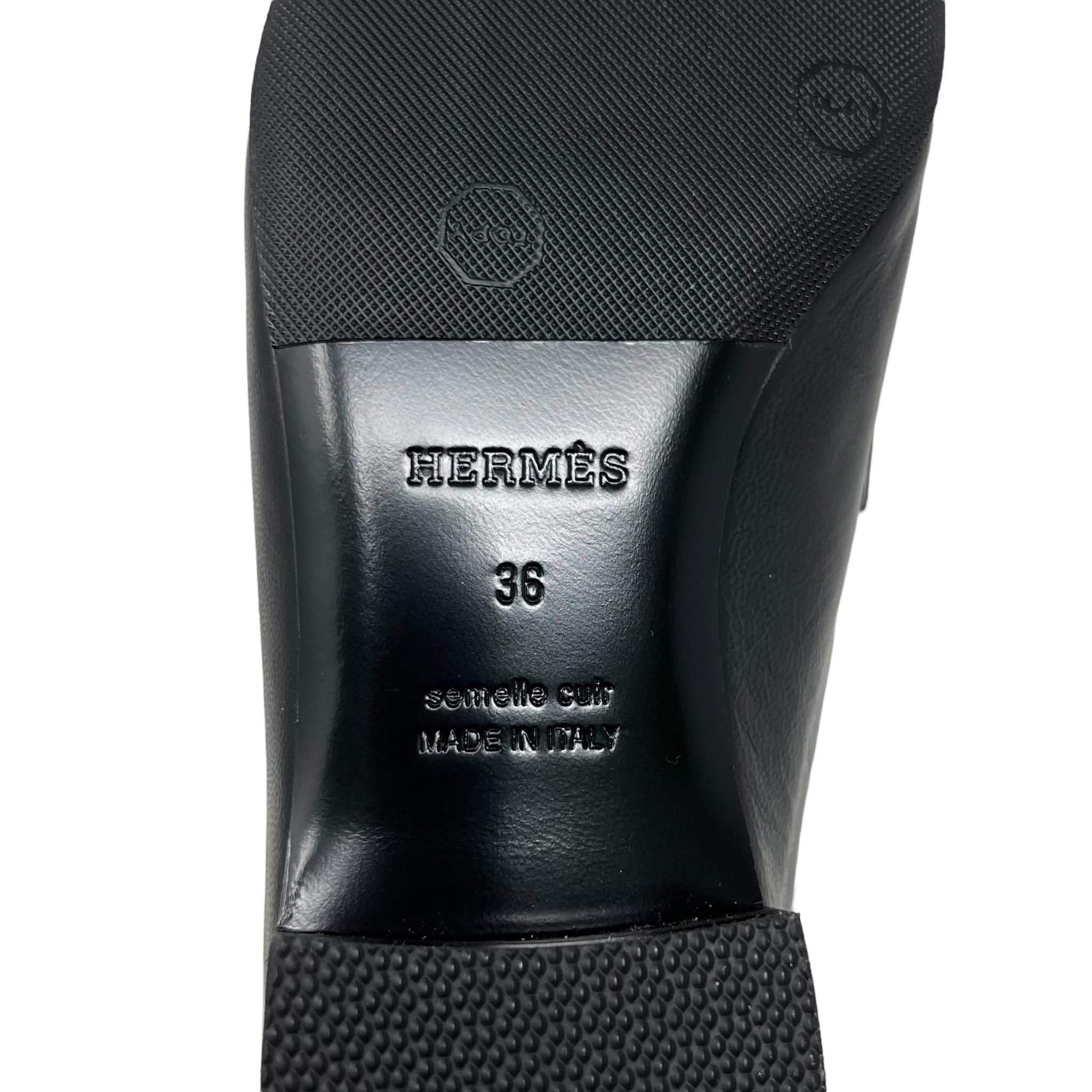 Hermes Noir Goatskin Rivoli Mules 36