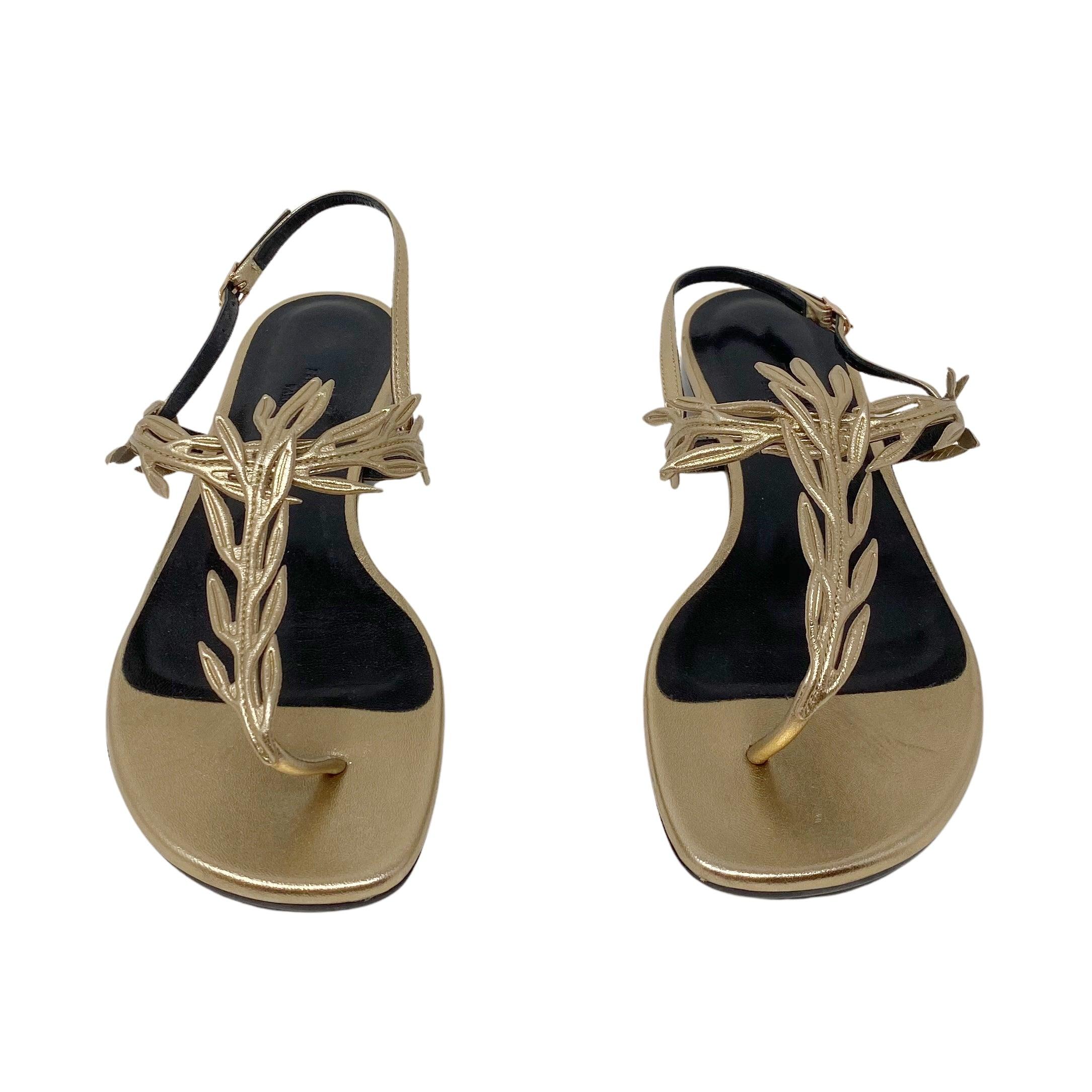 Hermes Gold Nappa Myrthe Sandals 37