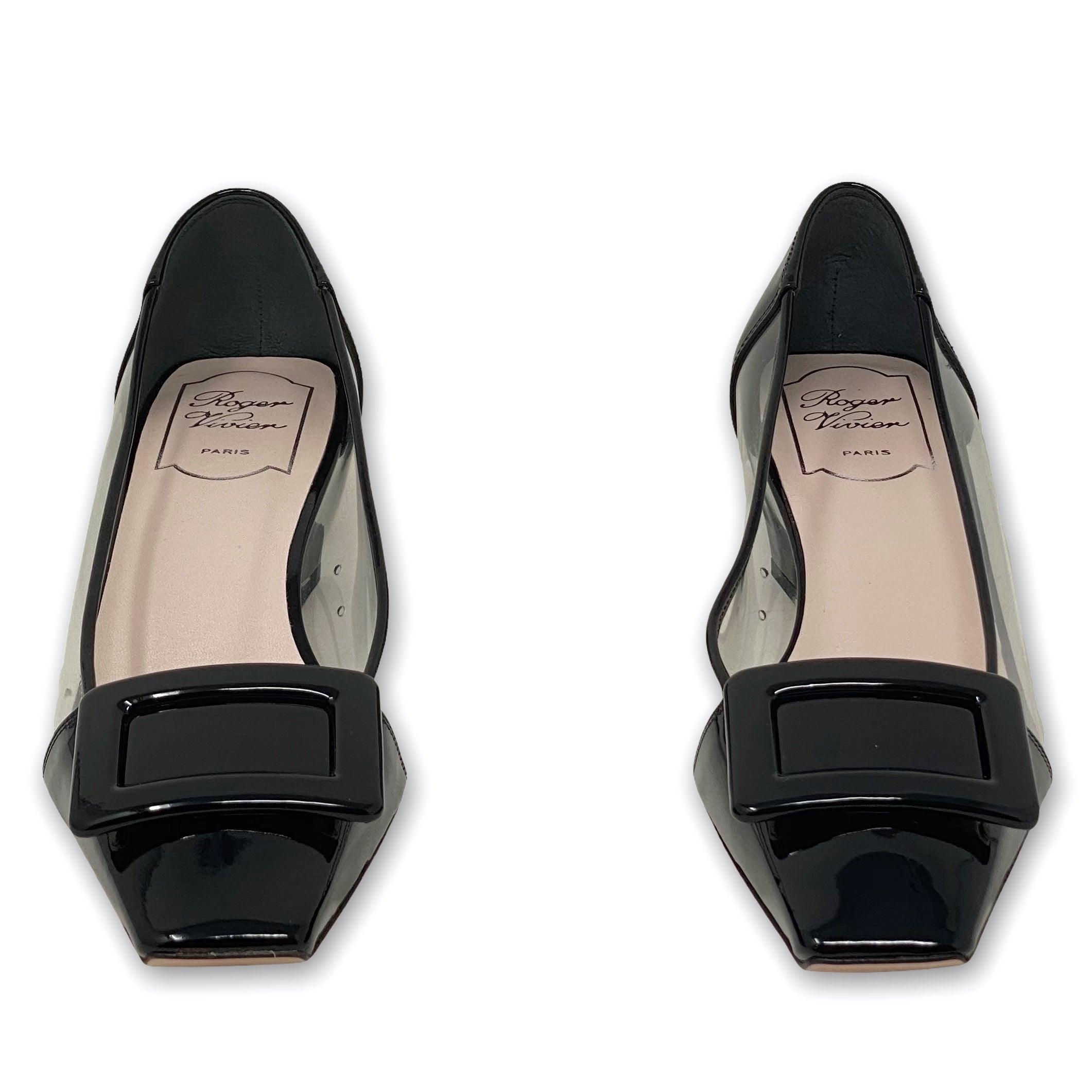 Roger Vivier Black Patent Belle Vivier Pumps 37