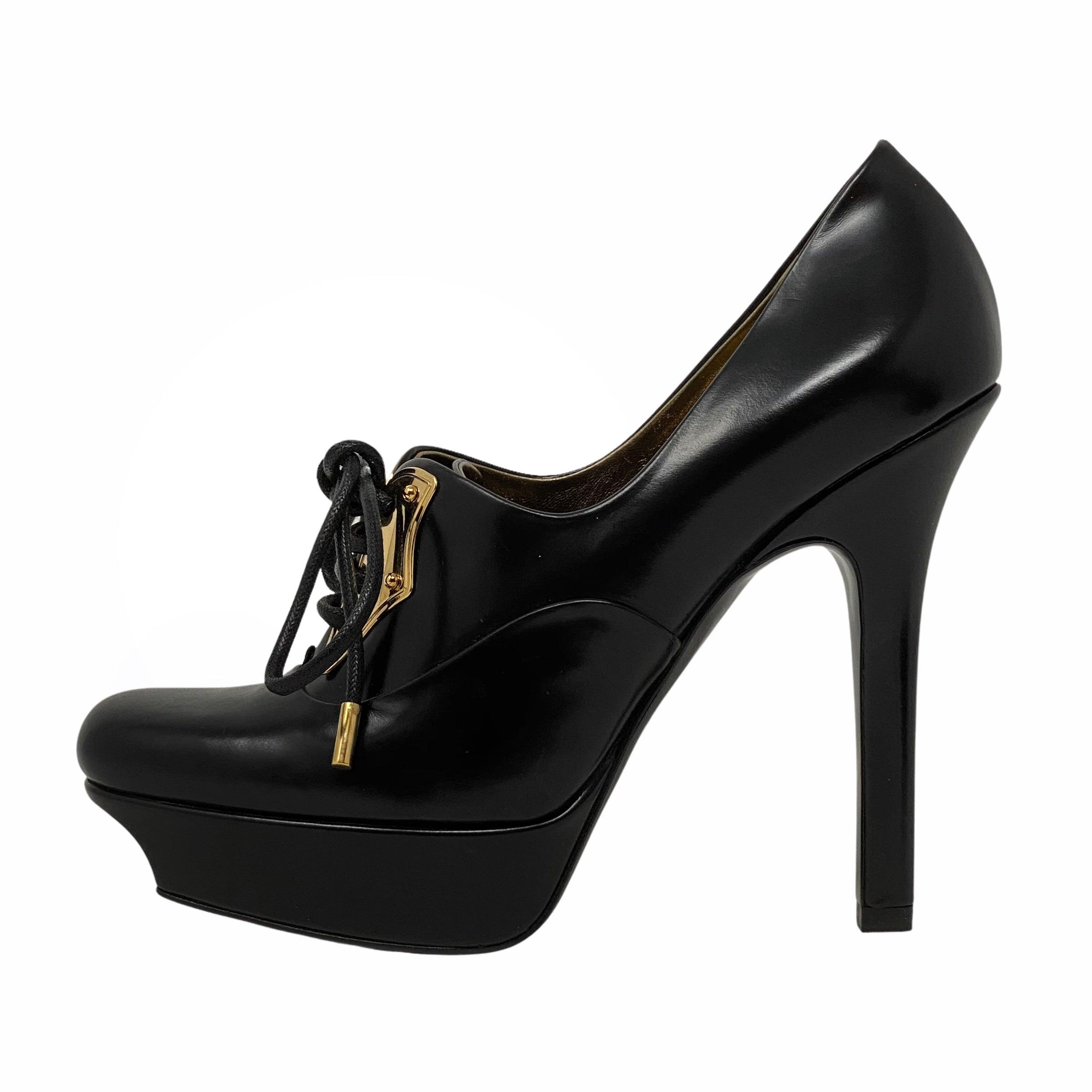 Gucci Black Oxford Platform Pumps 35.5