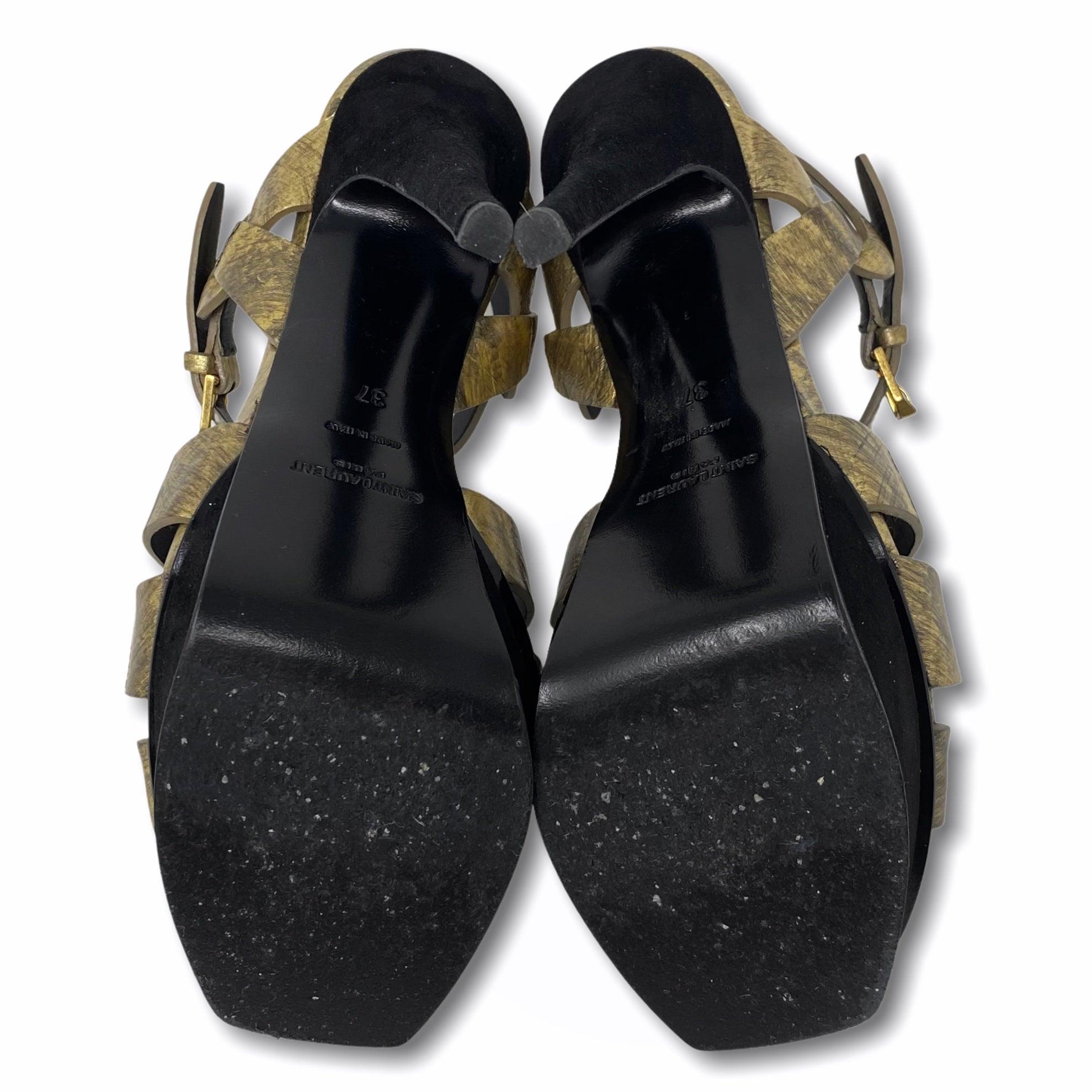 Saint Laurent Gold Tribute Sandals 37